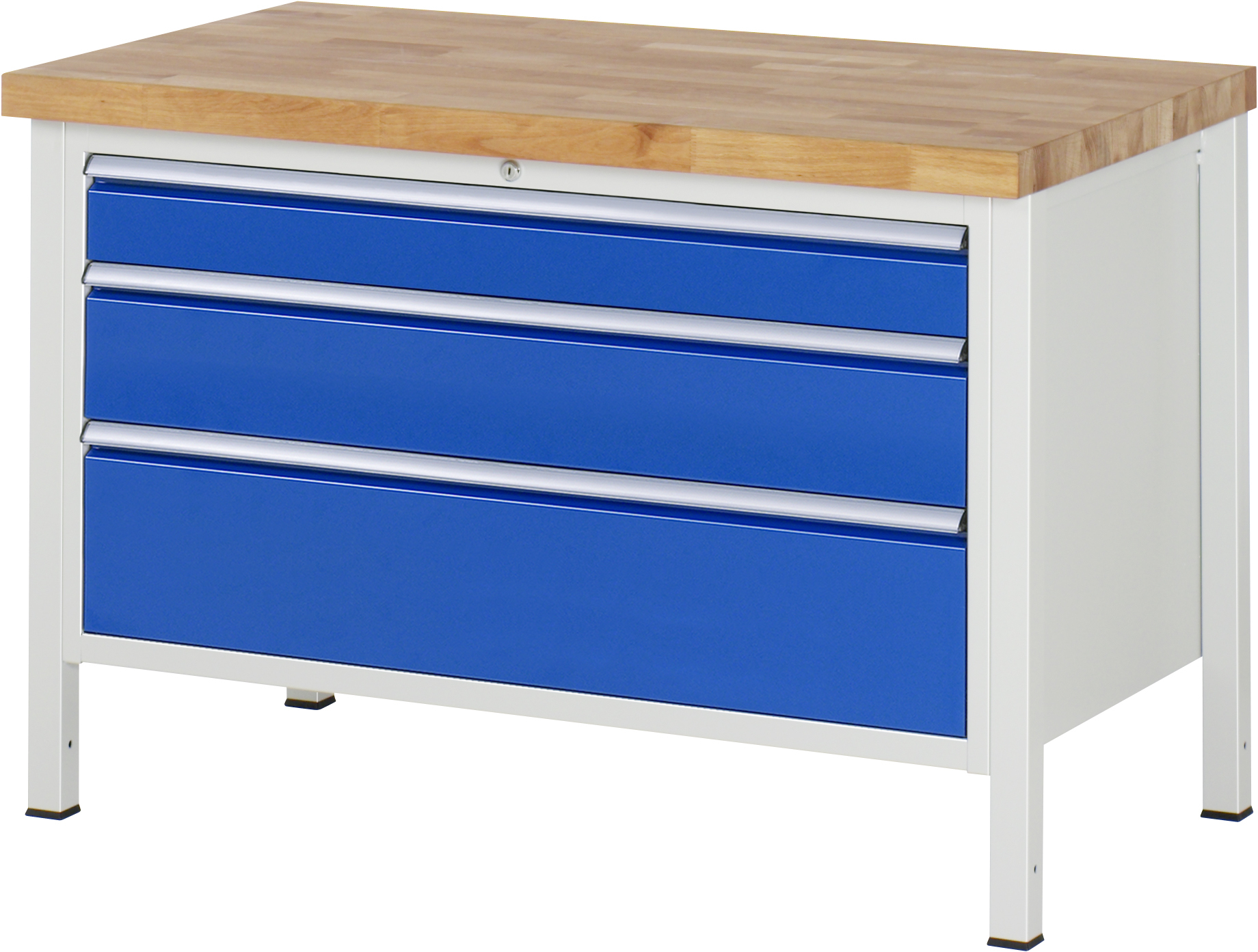 Werkbank Modell 8359, B 1250xT 700xH 840-1040mm, Buche-Massiv-Platte 40mm