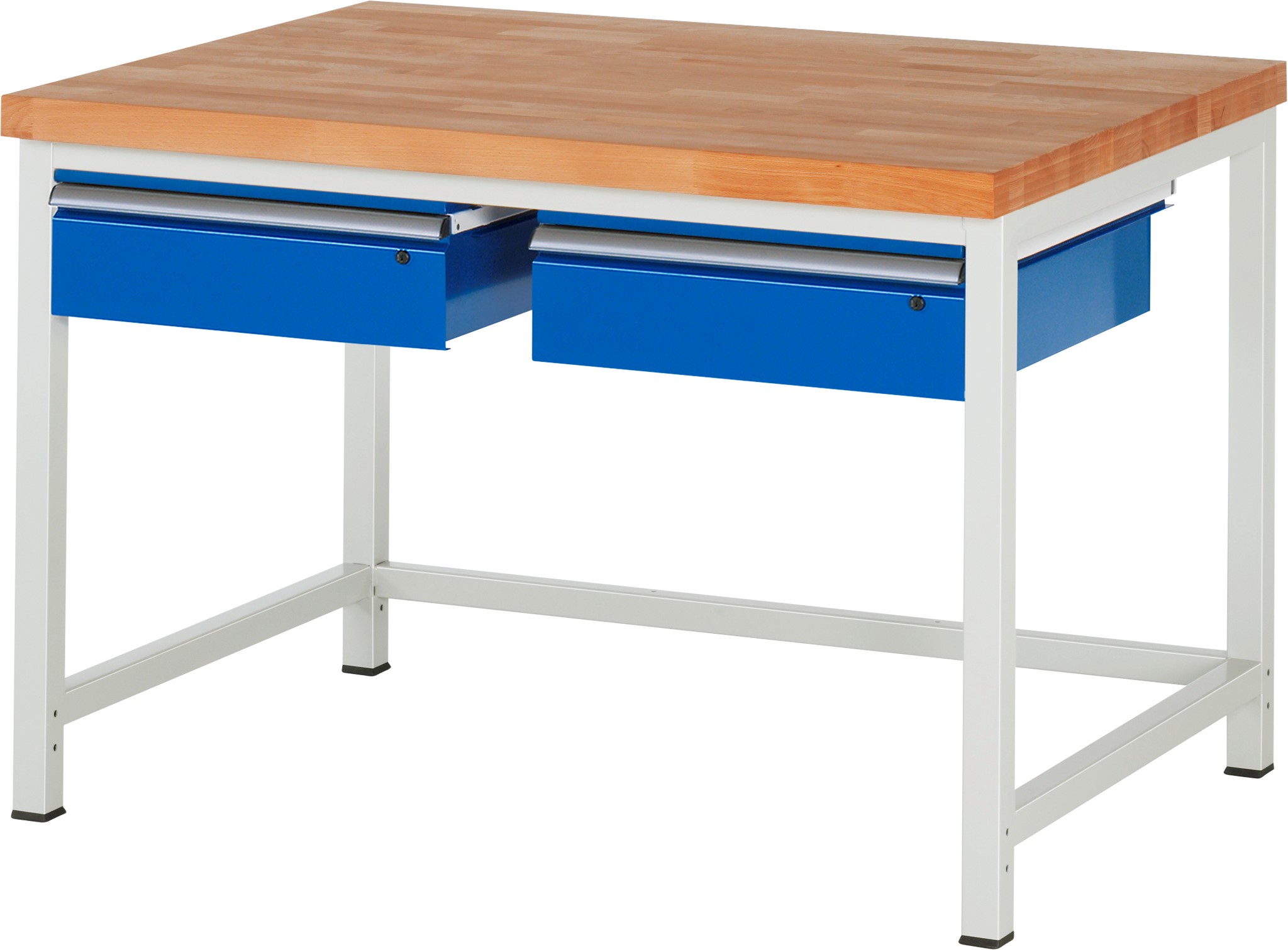 Werkbank fixe Höhe, B 1250xT 900xH 840mm, Buche-Massiv-Platte 40mm