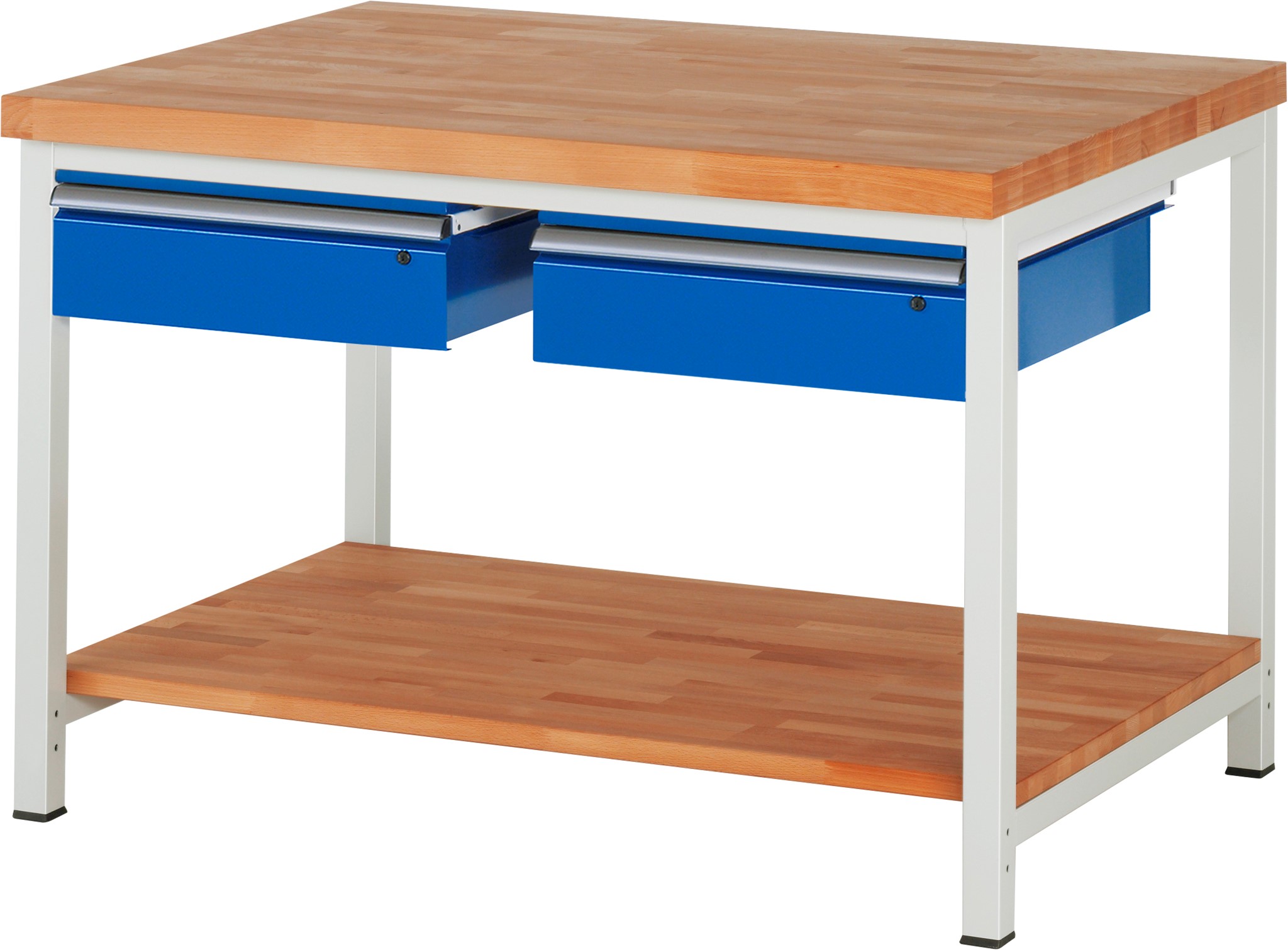 Werkbank fixe Höhe, B 1250xT 900xH 840mm, Buche-Massiv-Platte 40mm