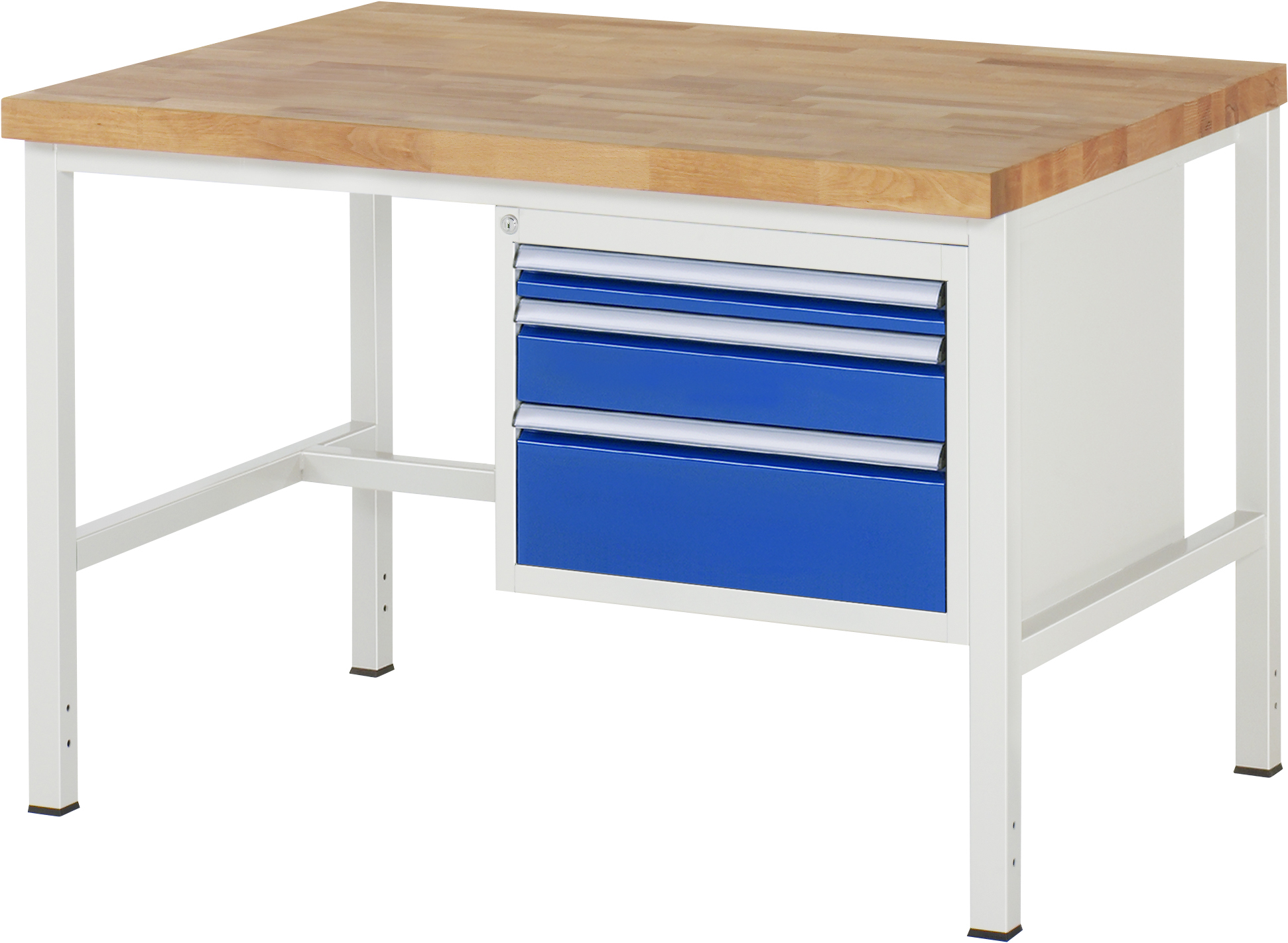 Werkbank Modell 8126, B 1250xT 900xH 840mm, Buche-Massiv-Platte 40mm