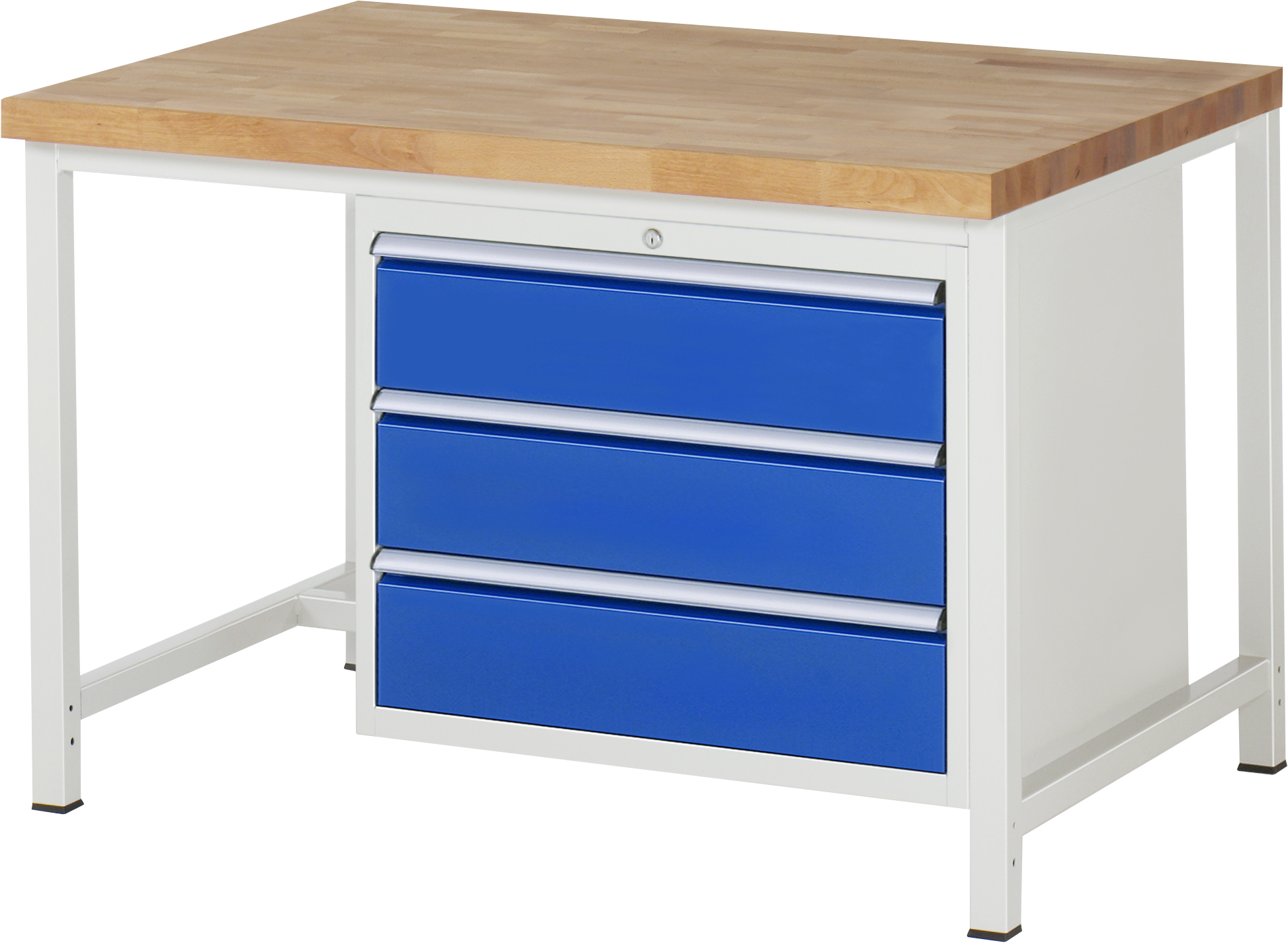 Werkbank Modell 8257, B 1250xT 900xH 840mm, Buche-Massiv-Platte 40mm