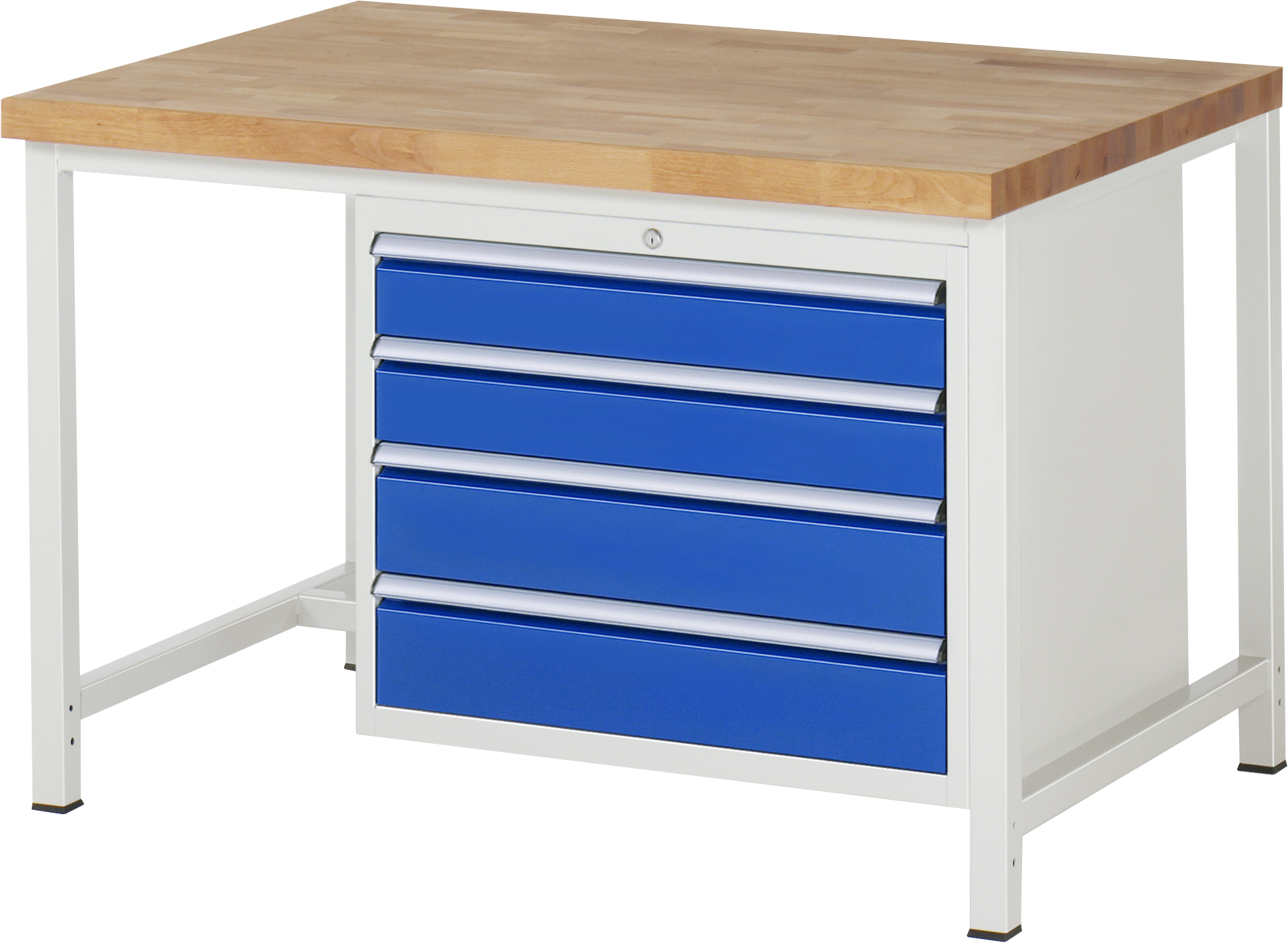 Werkbank Modell 8262, B 1250xT 900xH 840mm, Buche-Massiv-Platte 40mm