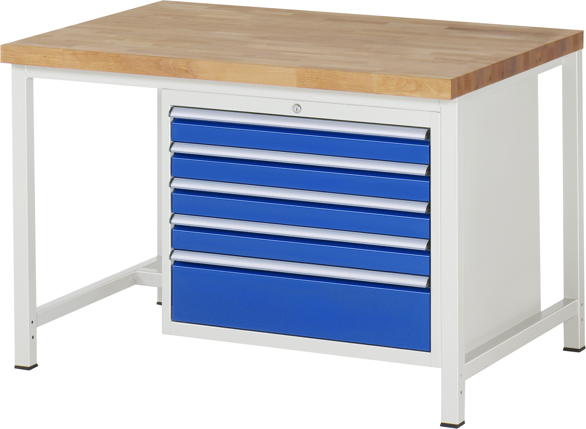 Werkbank Modell 8268, B 1250xT 900xH 840mm, Buche-Massiv-Platte 40mm