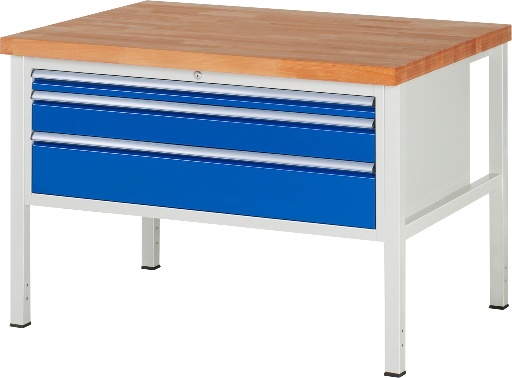 Werkbank Modell 8326, B 1250xT 900xH 840mm, Buche-Massiv-Platte 40mm