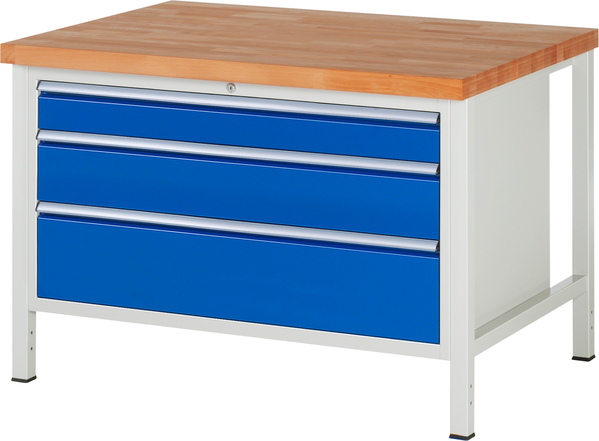 Werkbank Modell 8359, B 1250xT 900xH 840mm, Buche-Massiv-Platte 40mm