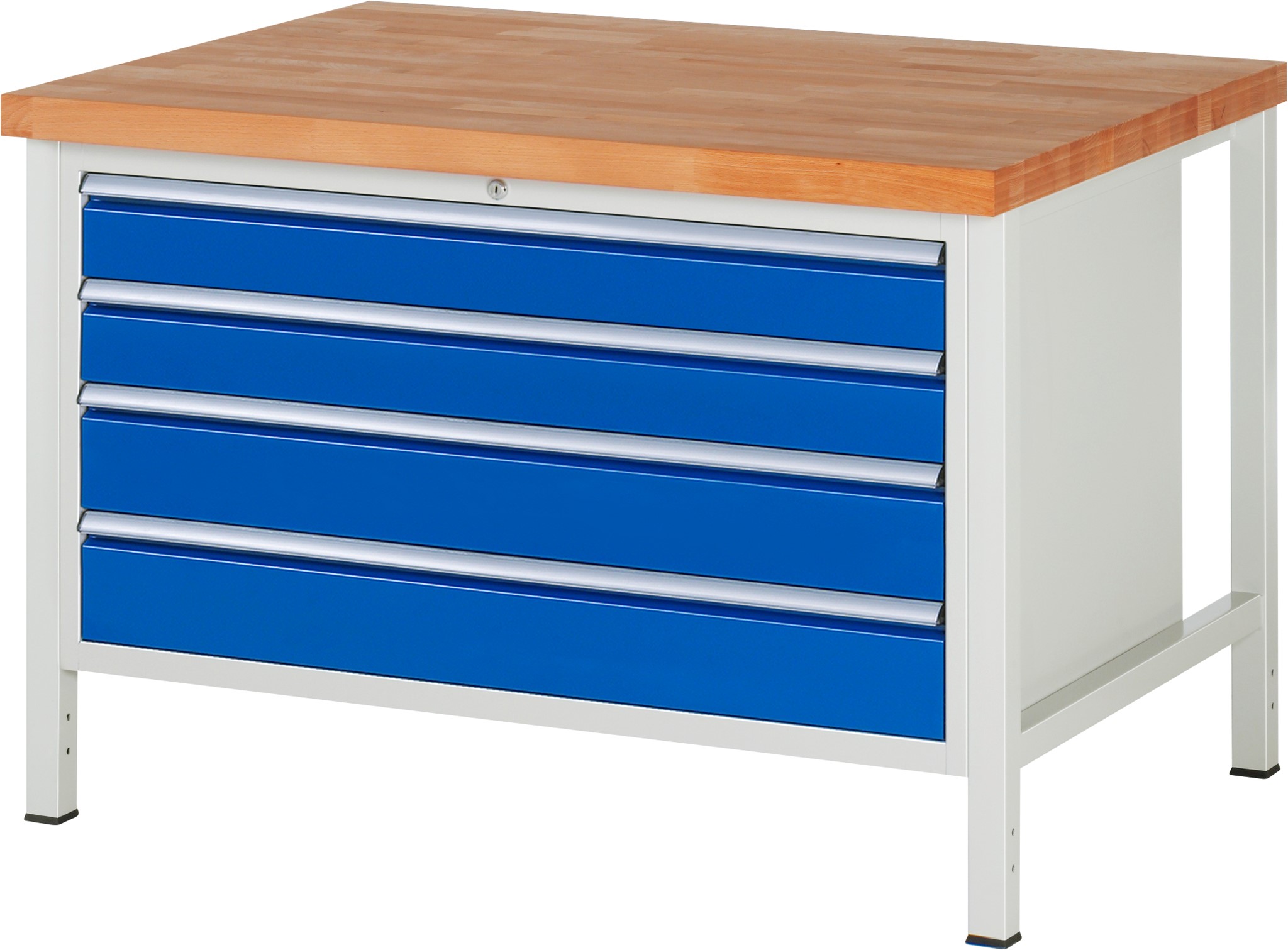 Werkbank Modell 8362, B 1250xT 900xH 840mm, Buche-Massiv-Platte 40mm