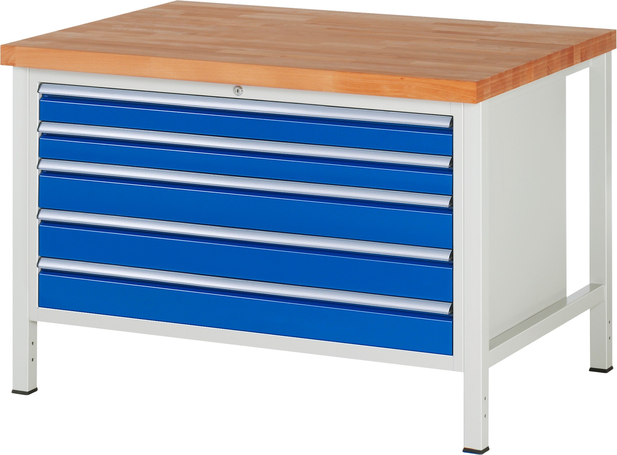 Werkbank Modell 8371, B 1250xT 900xH 840mm, Buche-Massiv-Platte 40mm