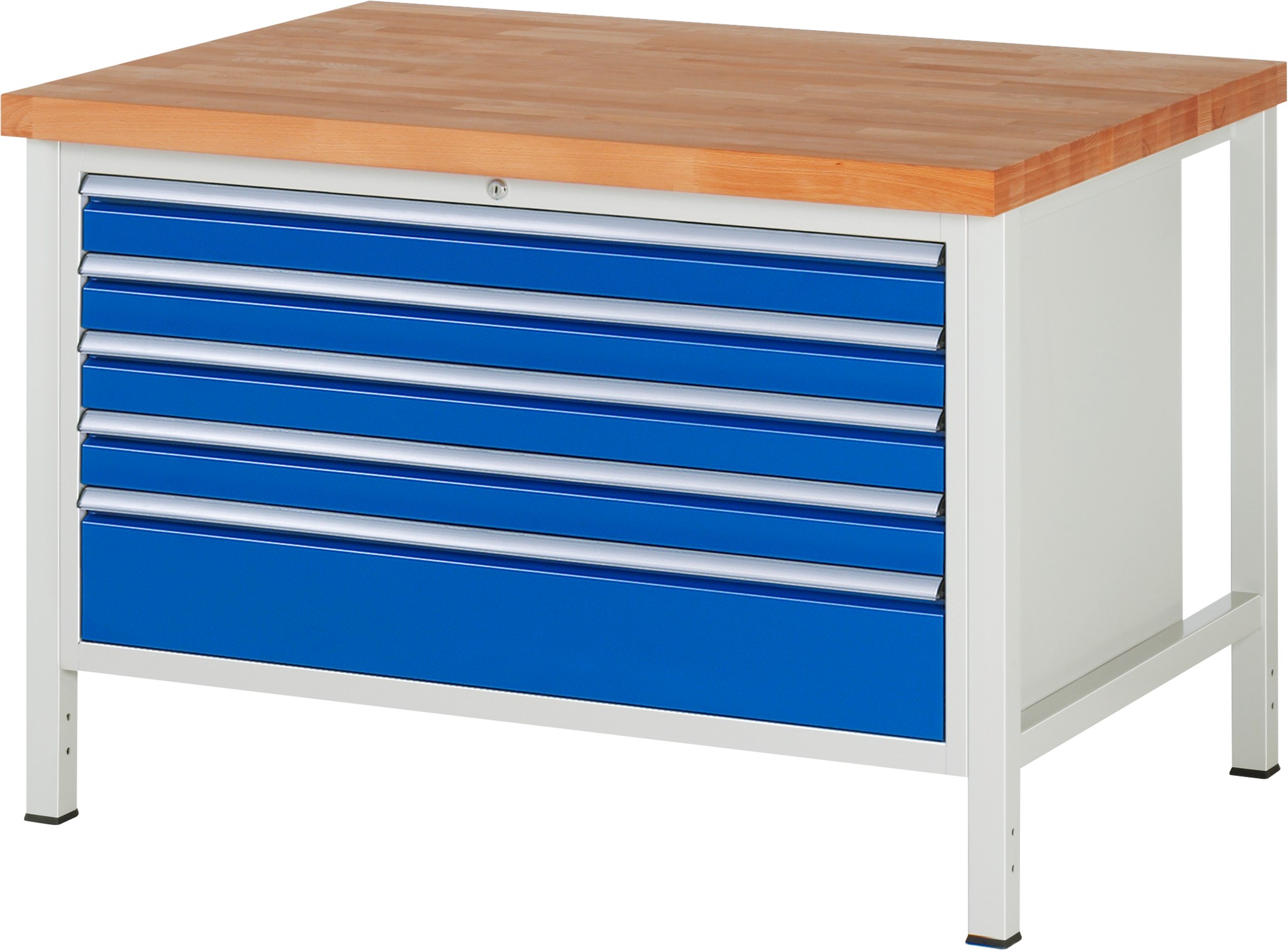 Werkbank Modell 8368, B 1250xT 900xH 840mm, Buche-Massiv-Platte 40mm