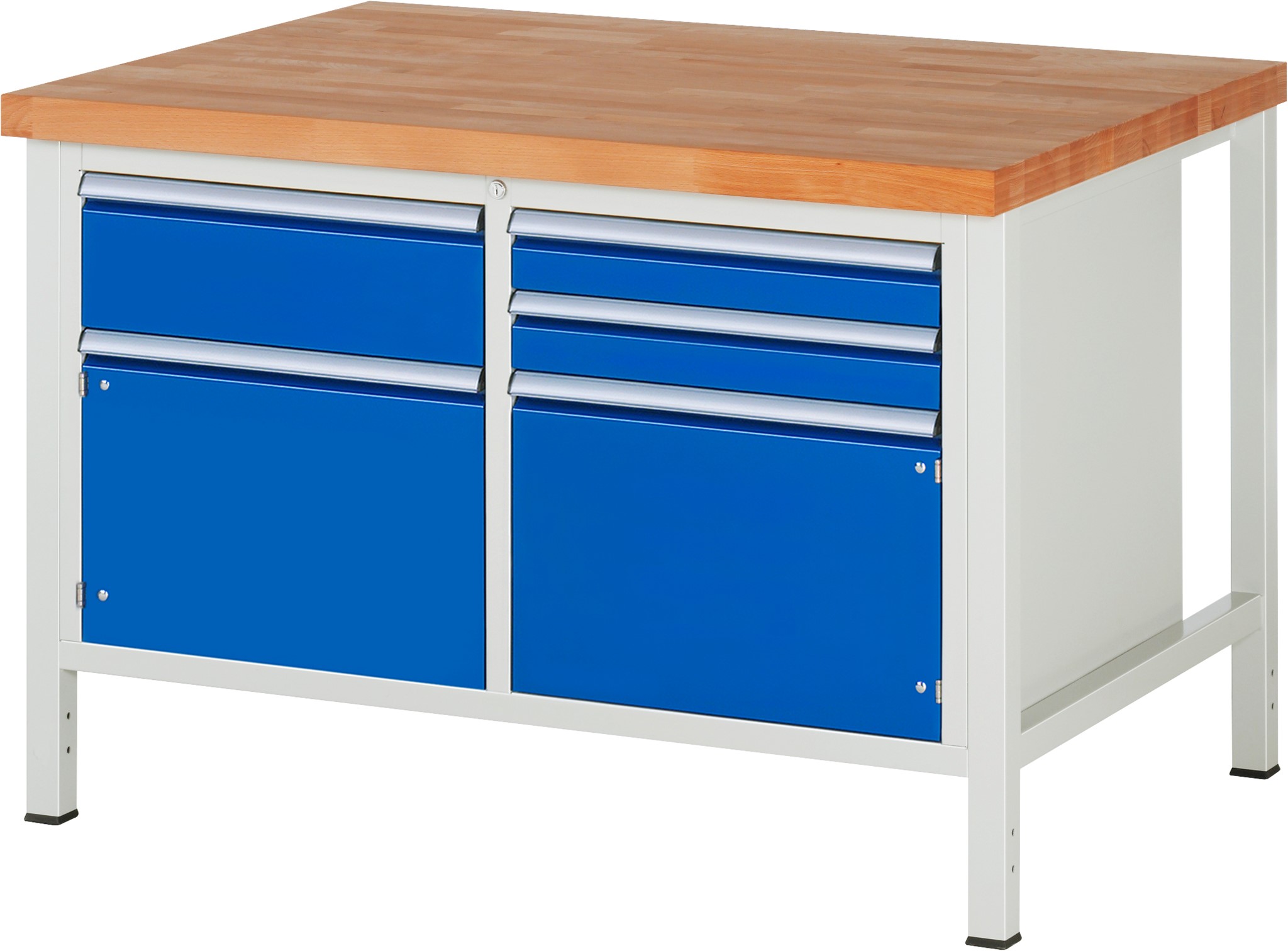 Werkbank Modell 8467, B 1250xT 900xH 840mm, Buche-Massiv-Platte 40mm