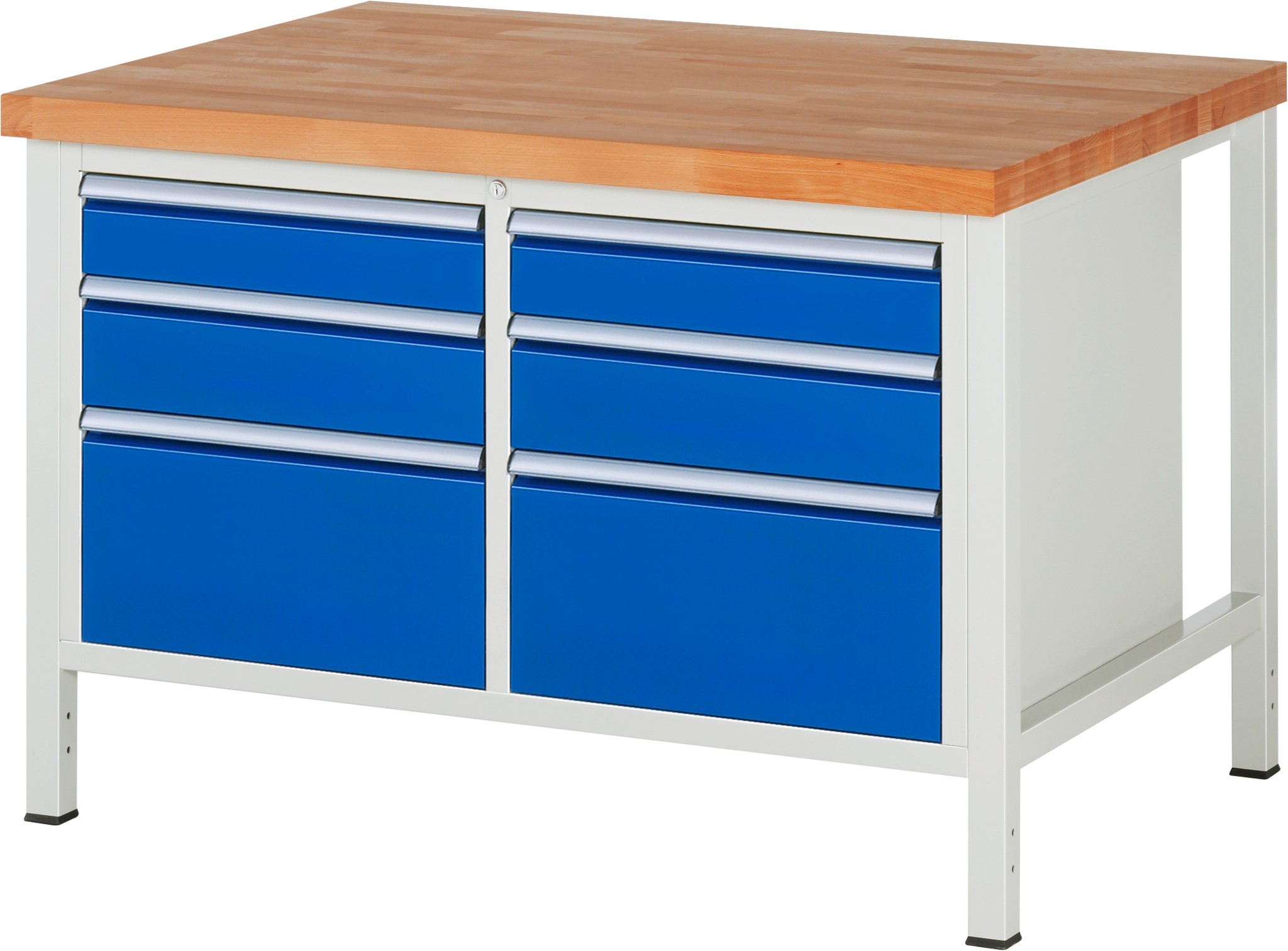 Werkbank Modell 8475, B 1250xT 900xH 840mm, Buche-Massiv-Platte 40mm