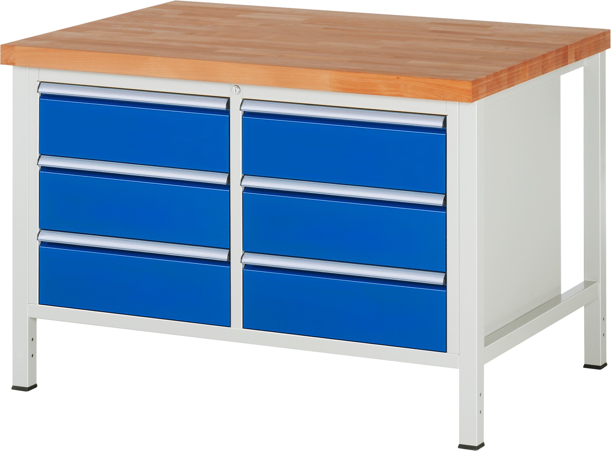 Werkbank Modell 8473, B 1250xT 900xH 840mm, Buche-Massiv-Platte 40mm