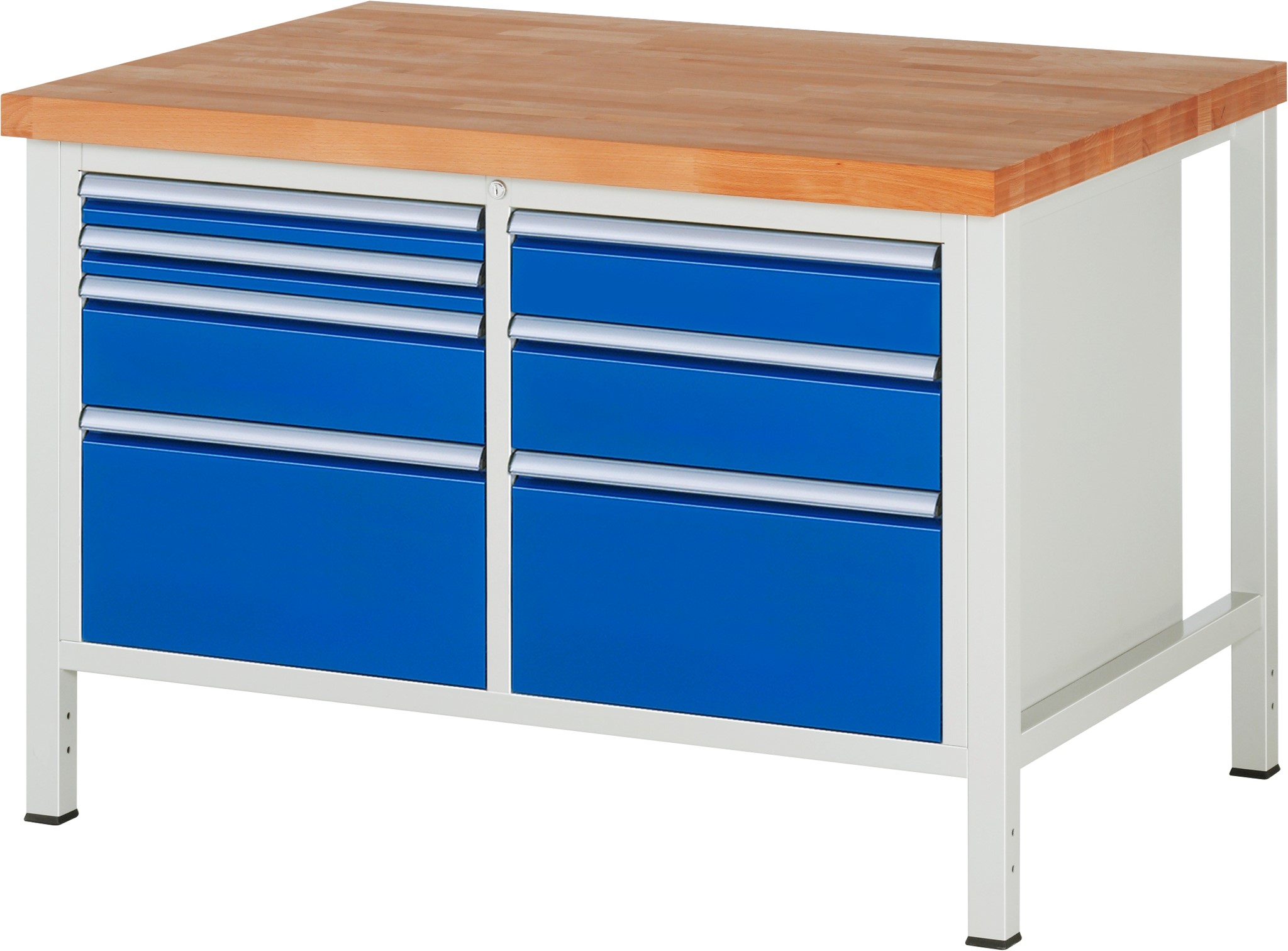 Werkbank Modell 8476, B 1250xT 900xH 840mm, Buche-Massiv-Platte 40mm