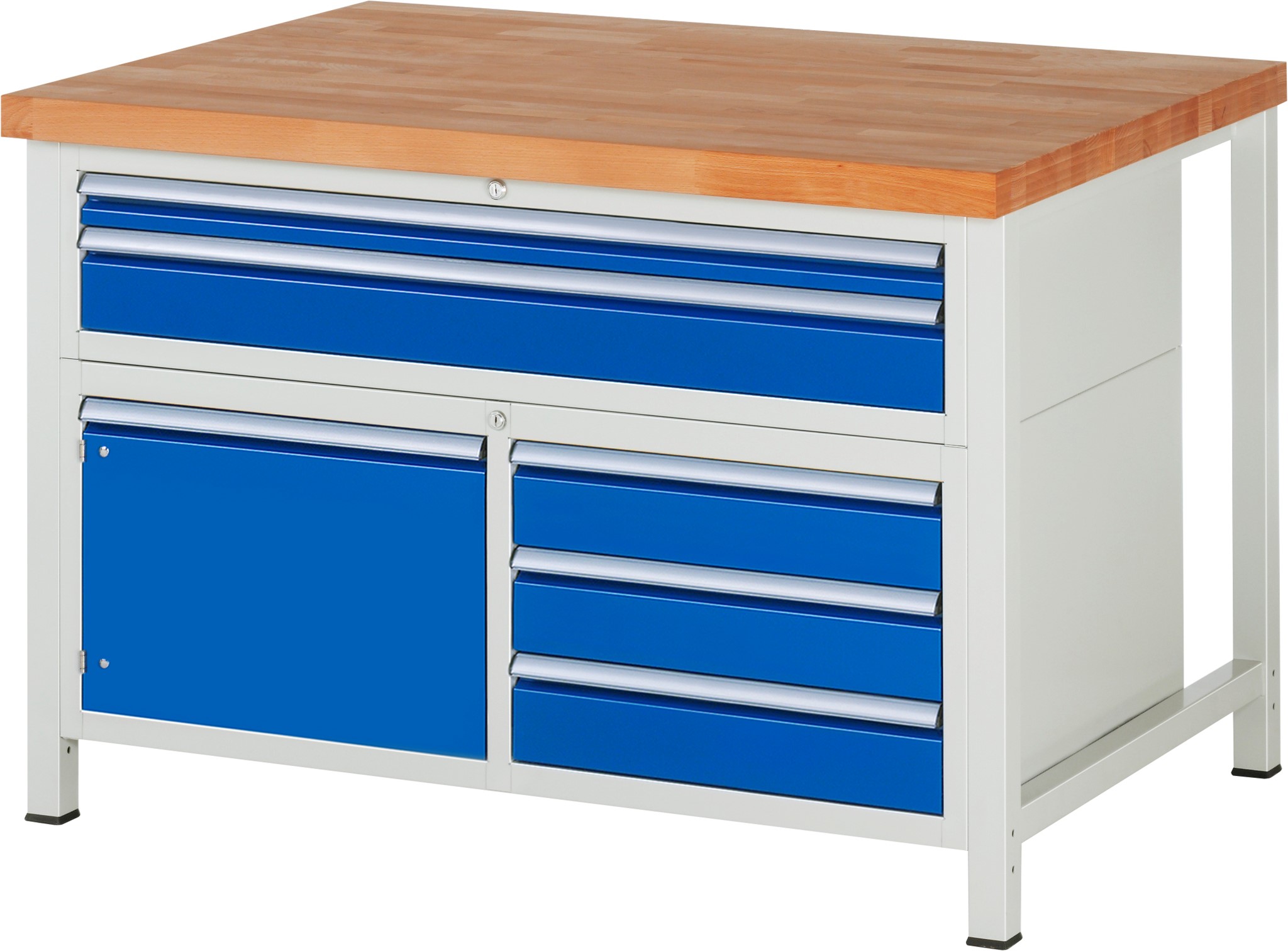 Werkbank Modell 8922, B 1250xT 900xH 840mm, Buche-Massiv-Platte 40mm