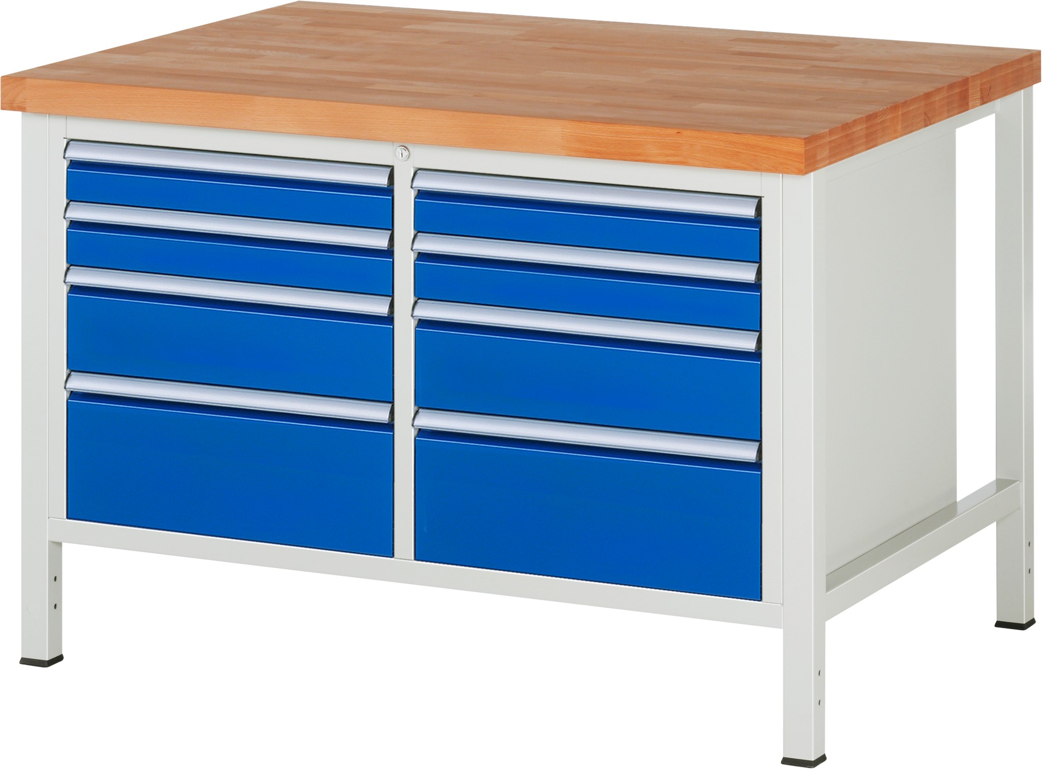 Werkbank Modell 8478, B 1250xT 900xH 840mm, Buche-Massiv-Platte 40mm