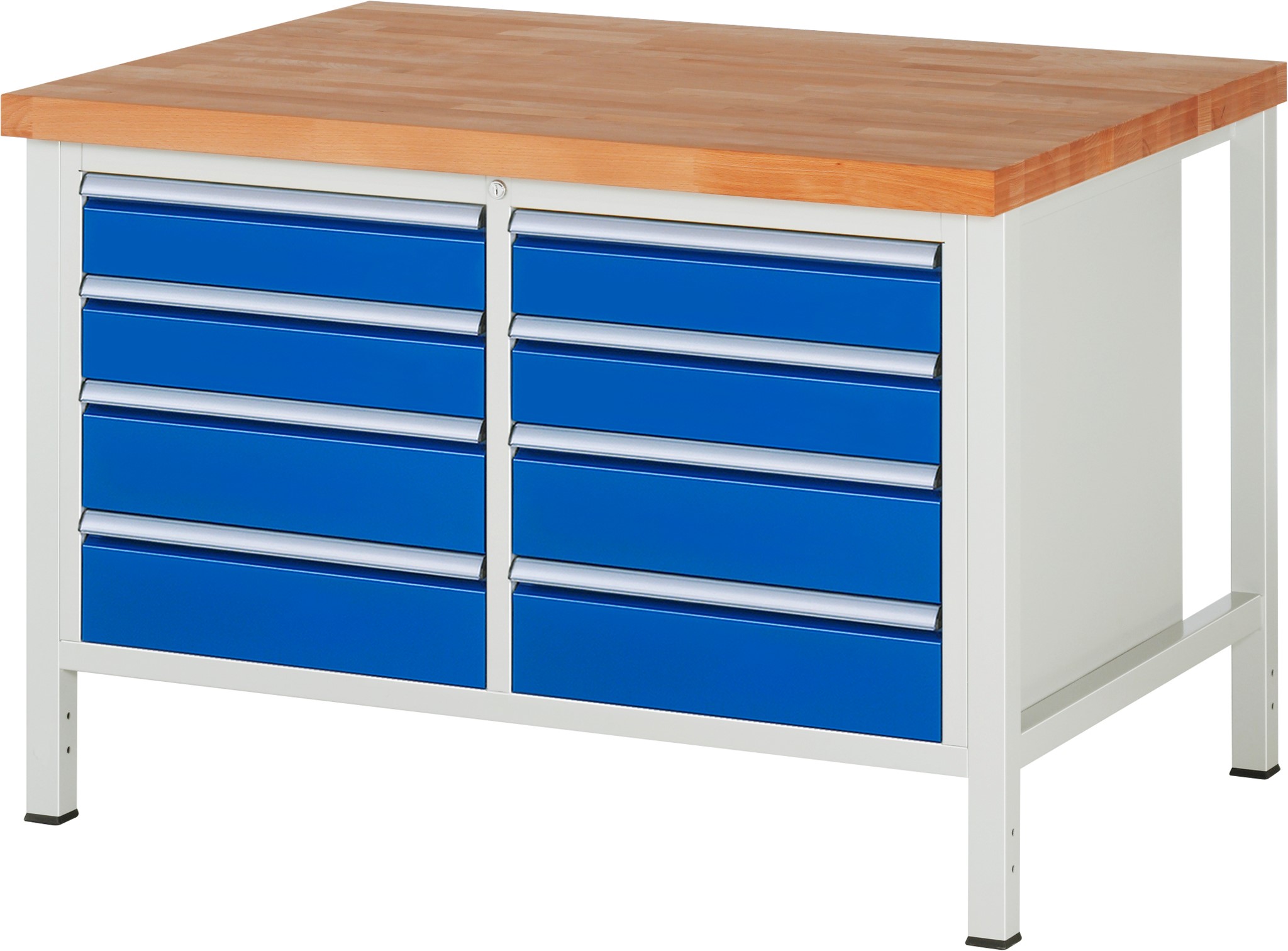 Werkbank Modell 8477, B 1250xT 900xH 840mm, Buche-Massiv-Platte 40mm