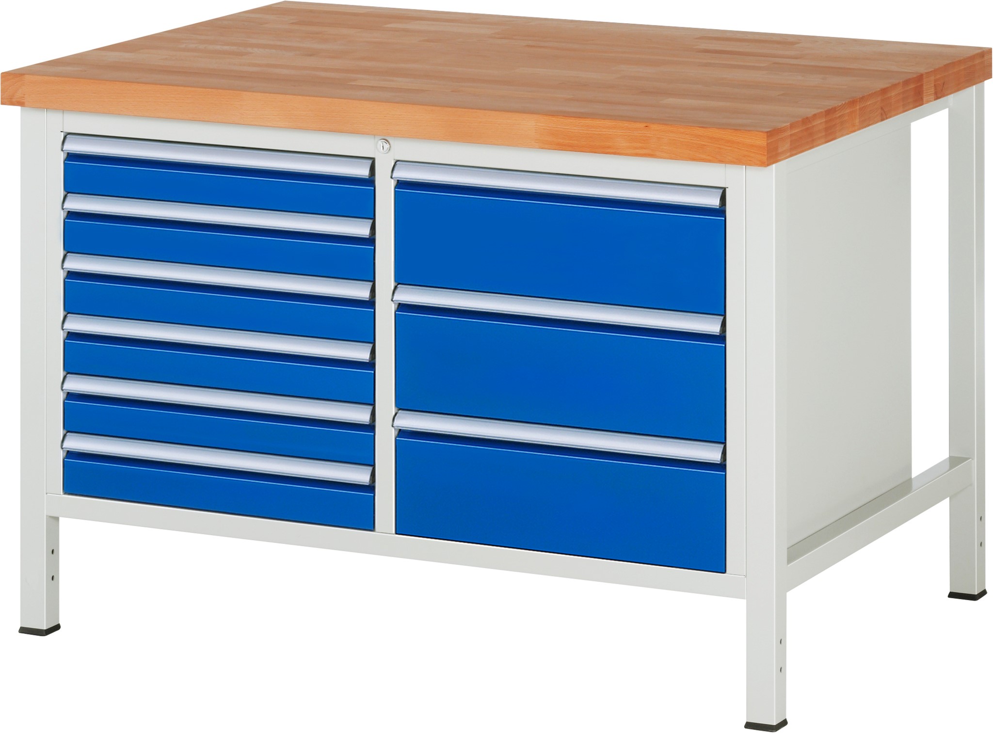 Werkbank Modell 8479, B 1250xT 900xH 840mm, Buche-Massiv-Platte 40mm