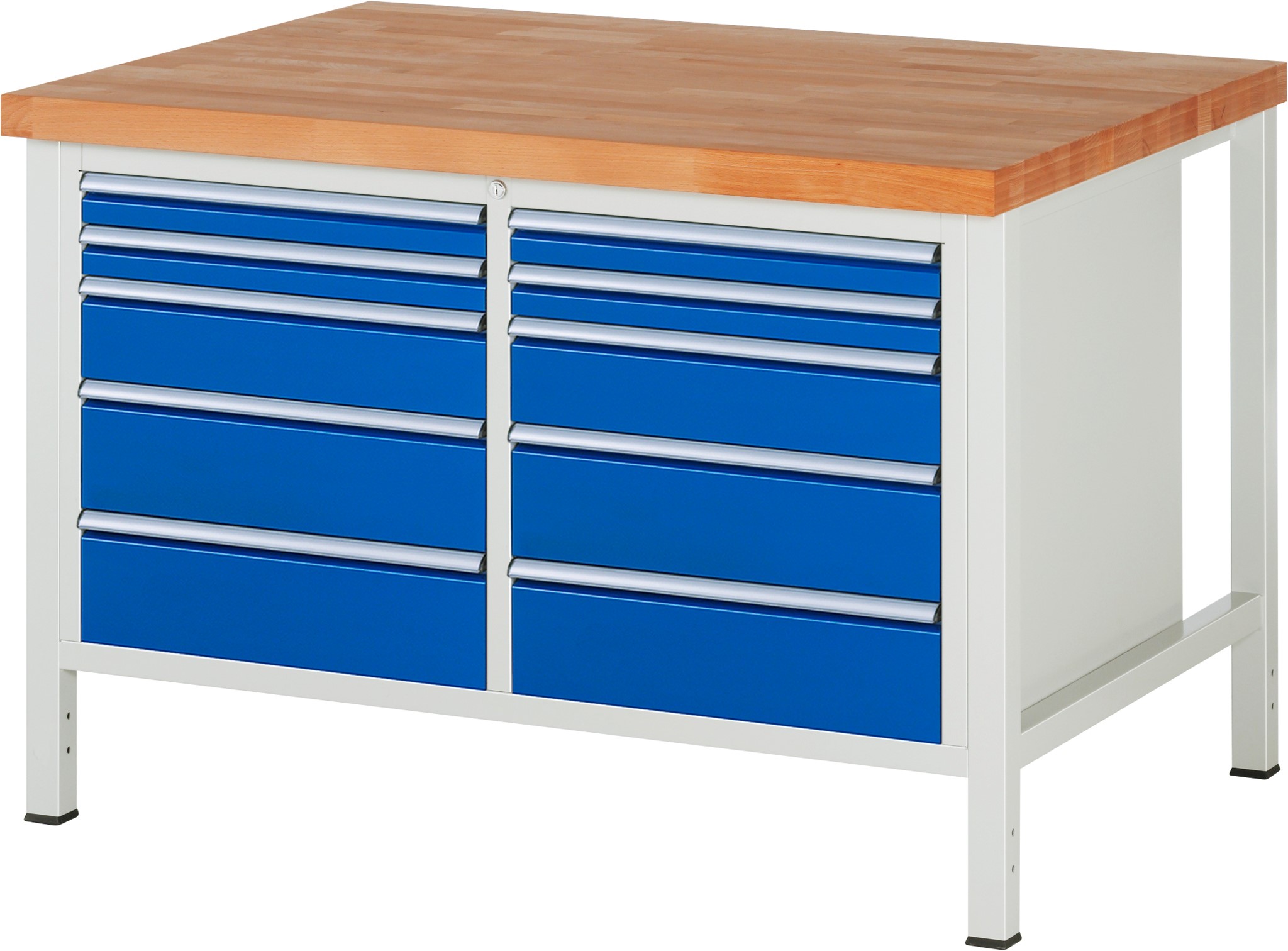 Werkbank Modell 8480, B 1250xT 900xH 840mm, Buche-Massiv-Platte 40mm