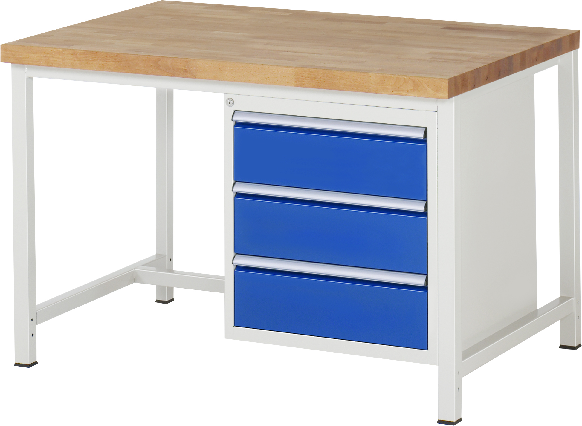 Werkbank Modell 8157, B 1250xT 900xH 840-1040mm, Buche-Massiv-Platte 40mm