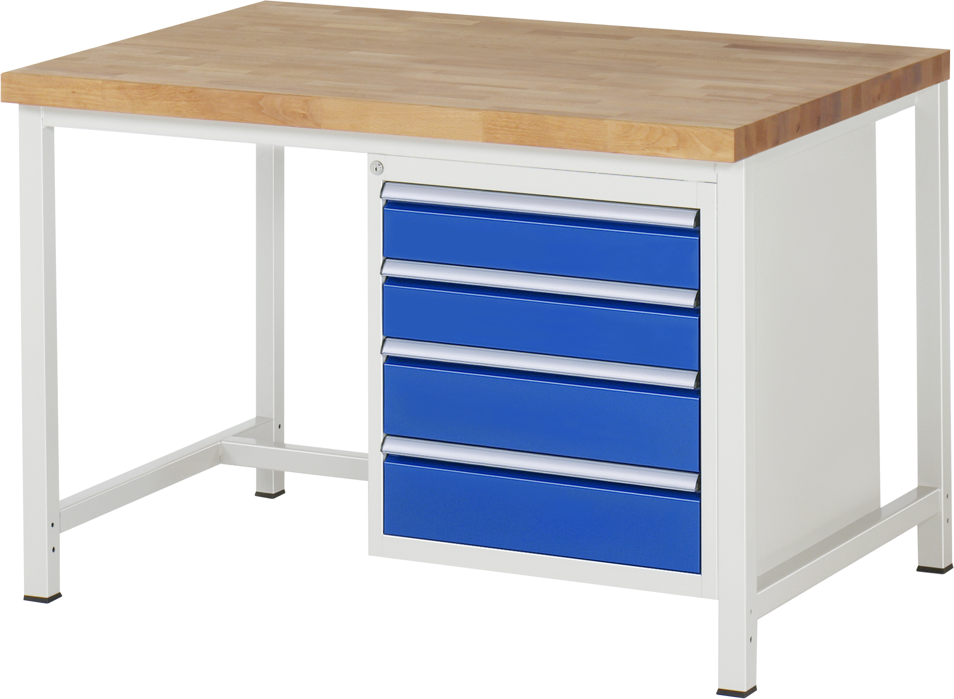 Werkbank Modell 8162, B 1250xT 900xH 840-1040mm, Buche-Massiv-Platte 40mm