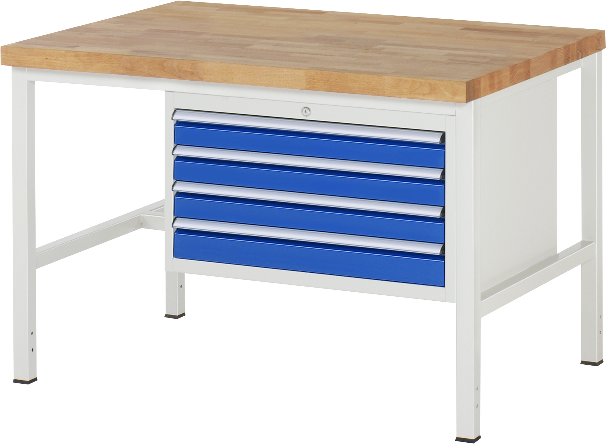 Werkbank Modell 8233, B 1250xT 900xH 840-1040mm, Buche-Massiv-Platte 40mm