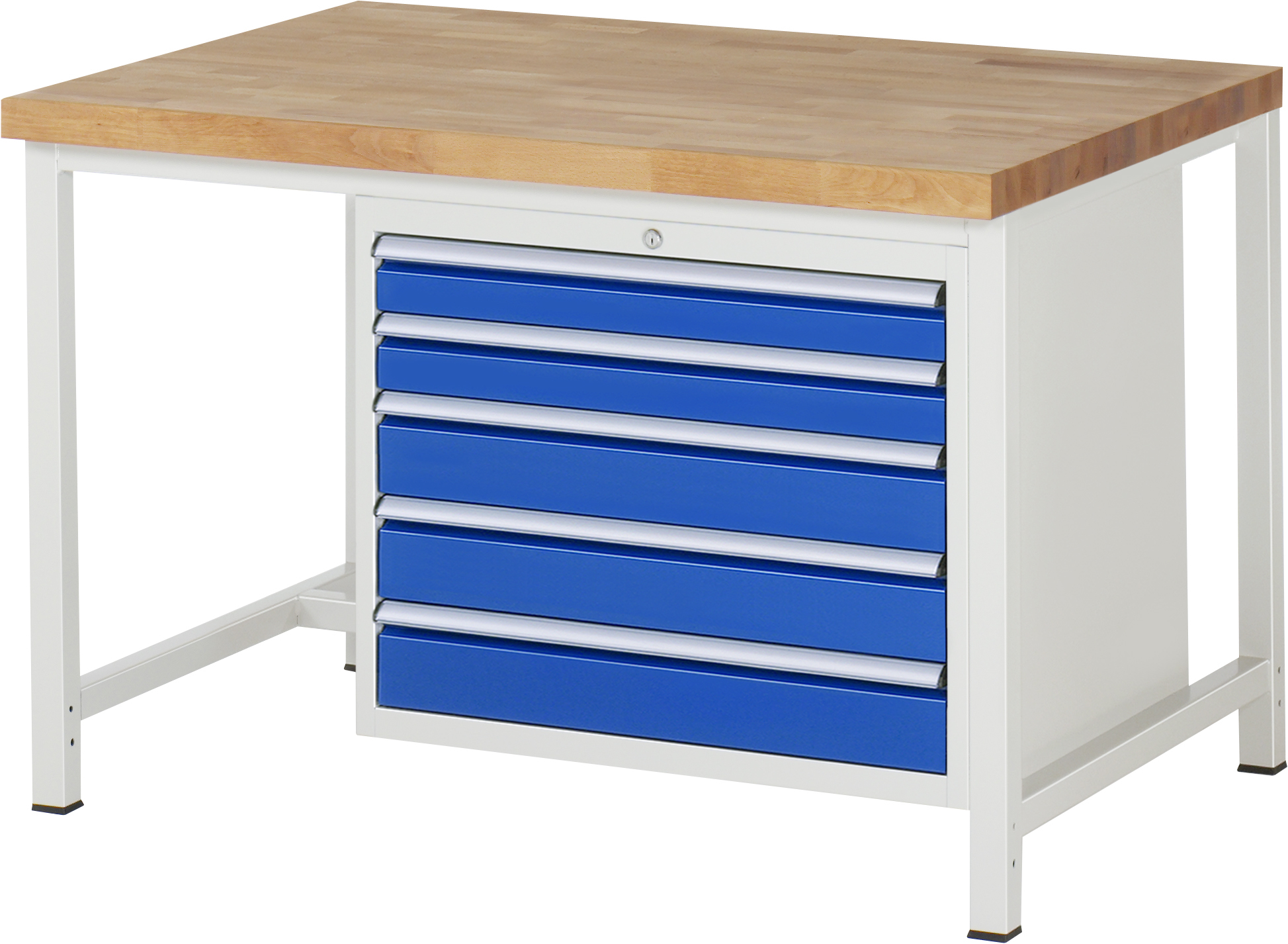 Werkbank Modell 8271, B 1250xT 900xH 840-1040mm, Buche-Massiv-Platte 40mm