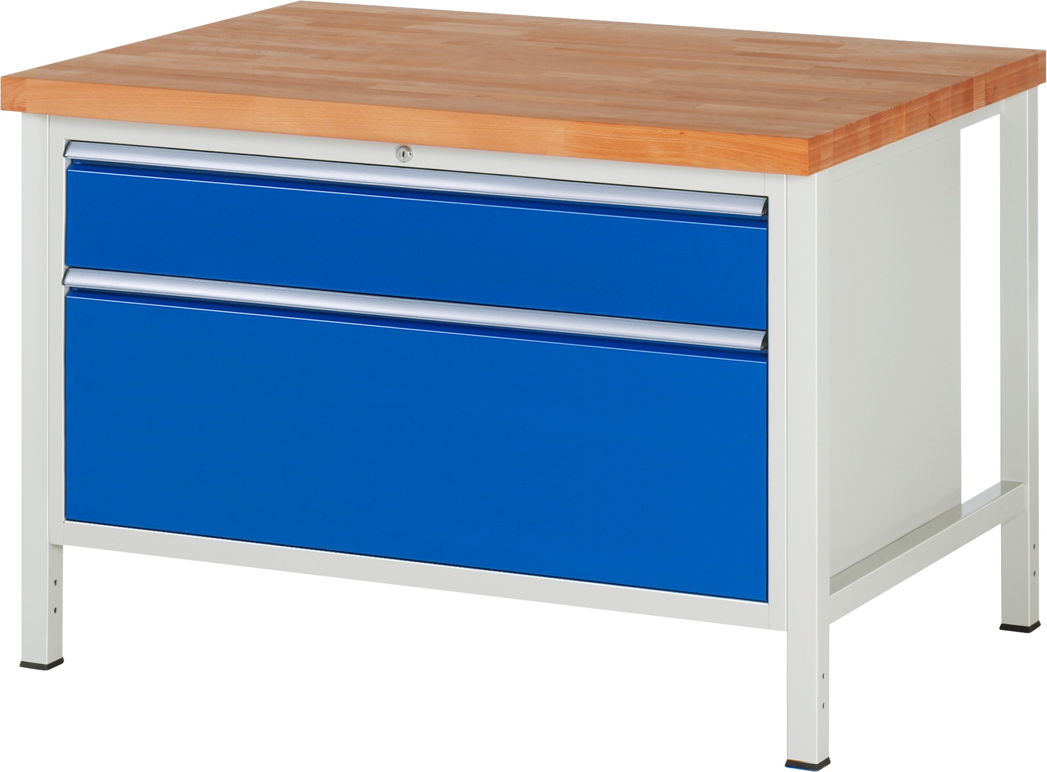 Werkbank Modell 8356, B 1250xT 900xH 840-1040mm, Buche-Massiv-Platte 40mm