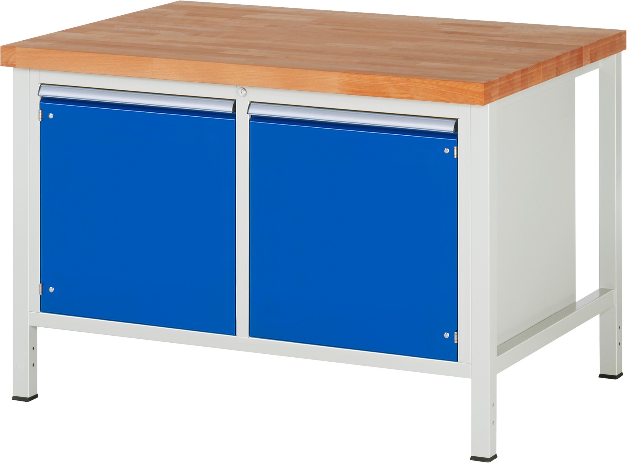 Werkbank Modell 8465, B 1250xT 900xH 840-1040mm, Buche-Massiv-Platte 40mm