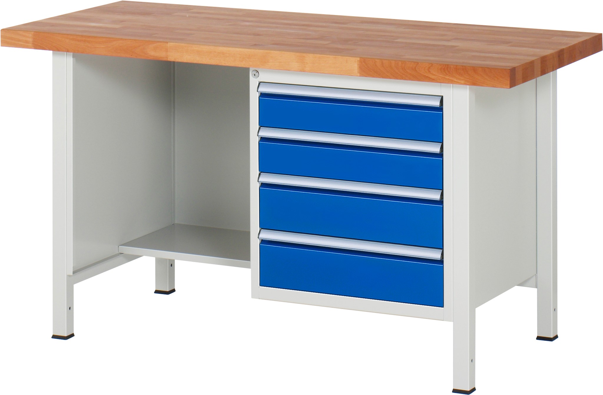 Werkbank Modell 8453, B 1500xT 700xH 840mm, Buche-Massiv-Platte 40mm