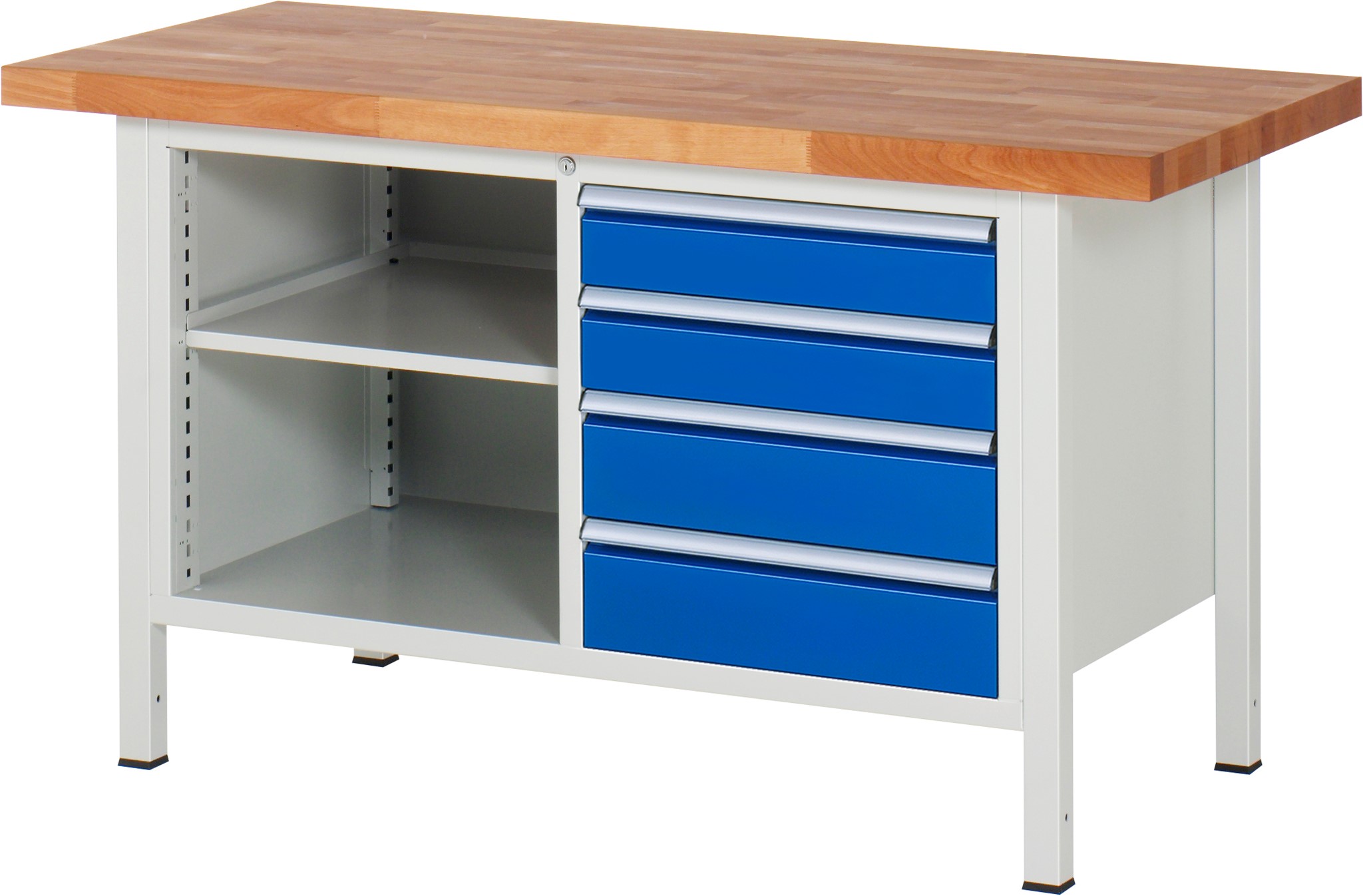 Werkbank Modell 8463, B 1500xT 700xH 840mm, Buche-Massiv-Platte 40mm