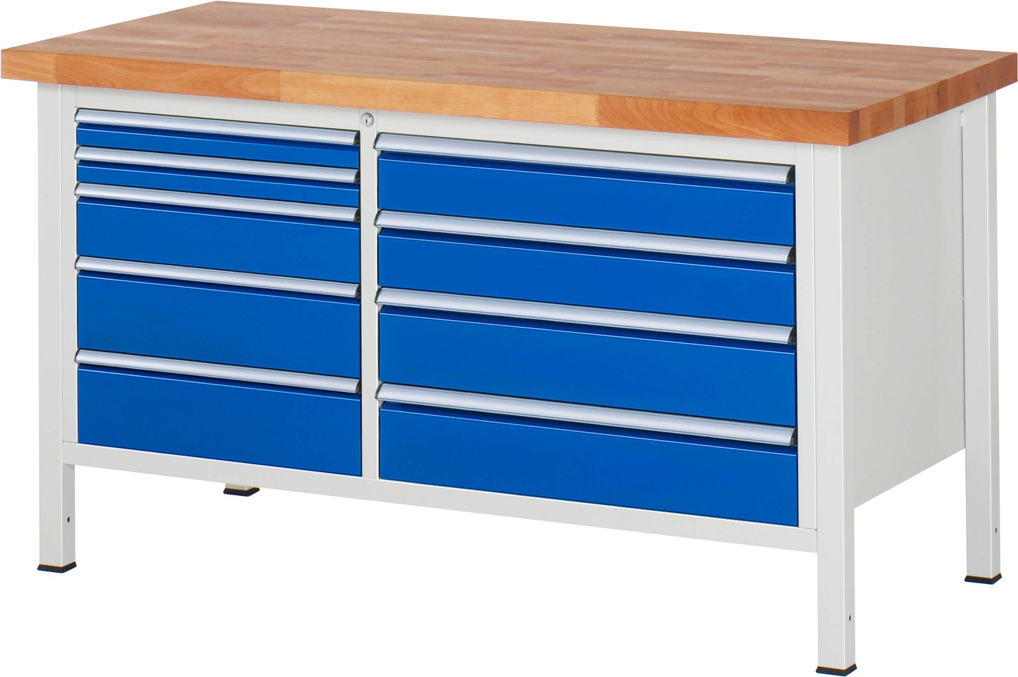 Werkbank Modell 8655, B 1500xT 700xH 840mm, Buche-Massiv-Platte 40mm