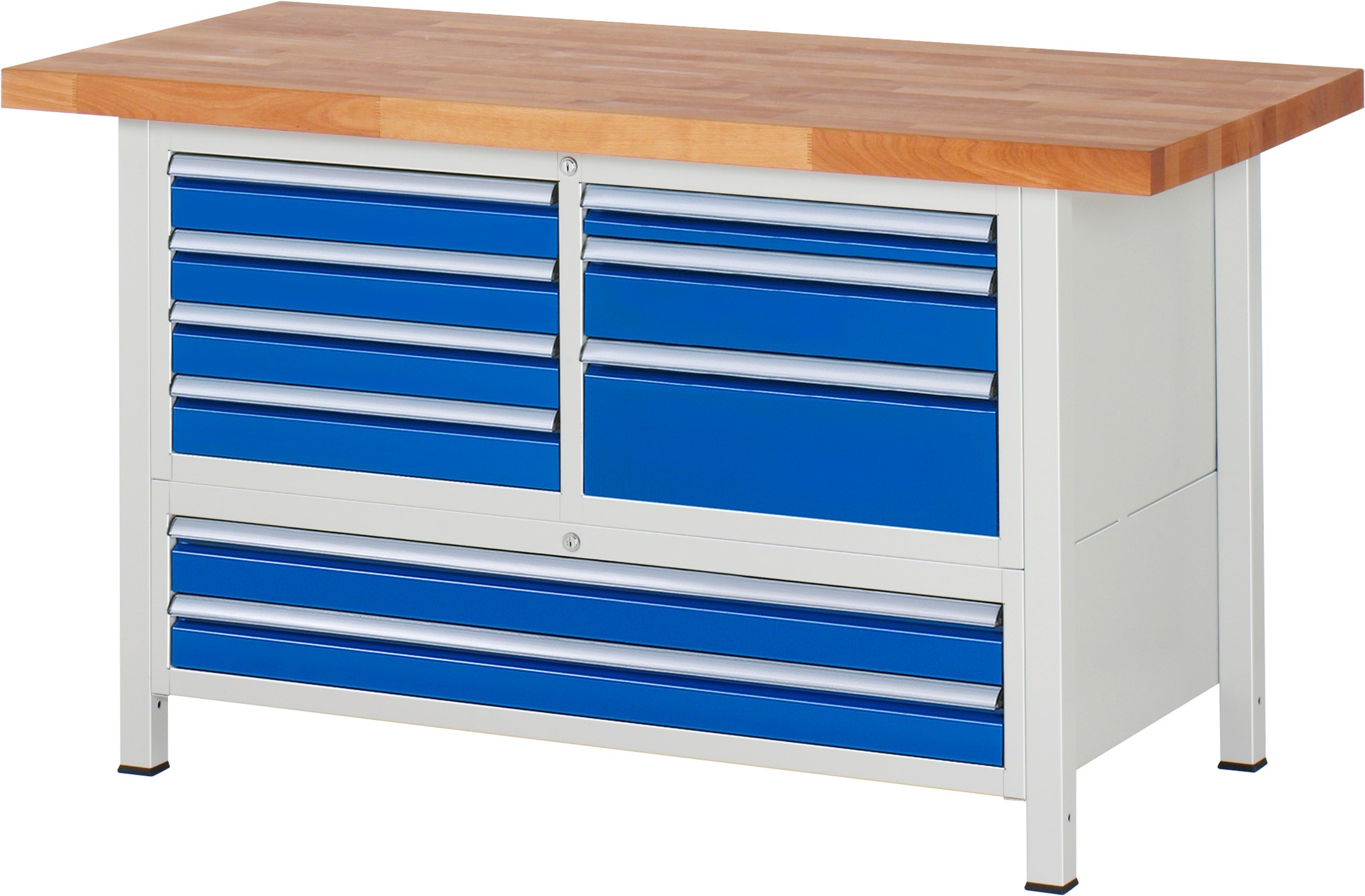 Werkbank Modell 8933, B 1500xT 700xH 840mm, Buche-Massiv-Platte 40mm