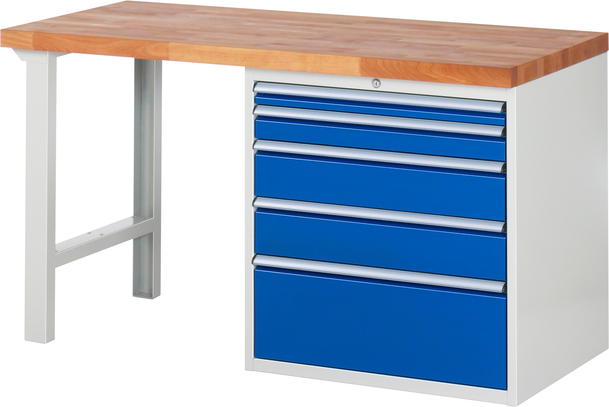 Werkbank Modell 7611, B 1500xT 700xH 840mm, Buche-Massiv-Platte 40 mm