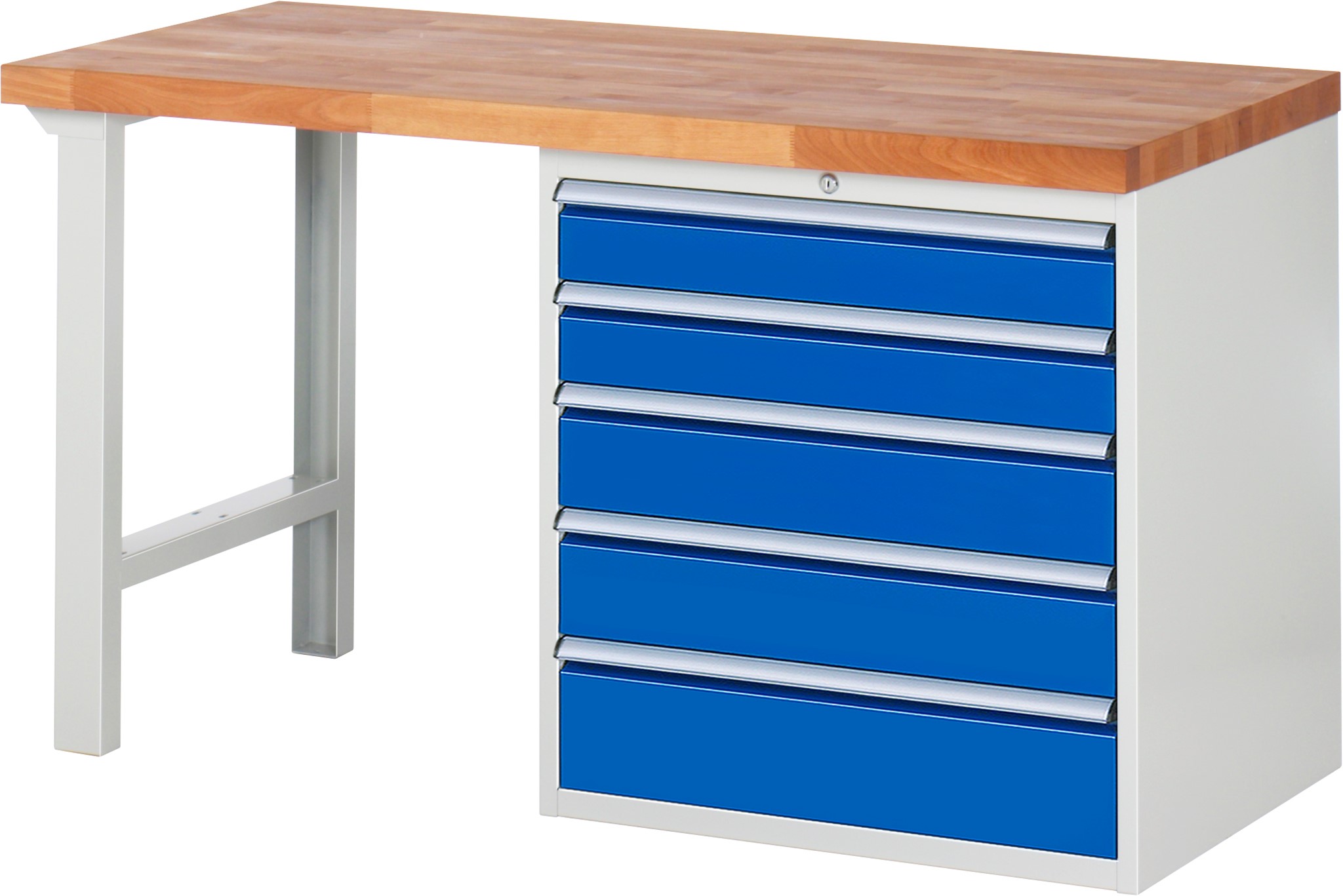 Werkbank Modell 7613, B 1500xT 700xH 840mm, Buche-Massiv-Platte 40 mm