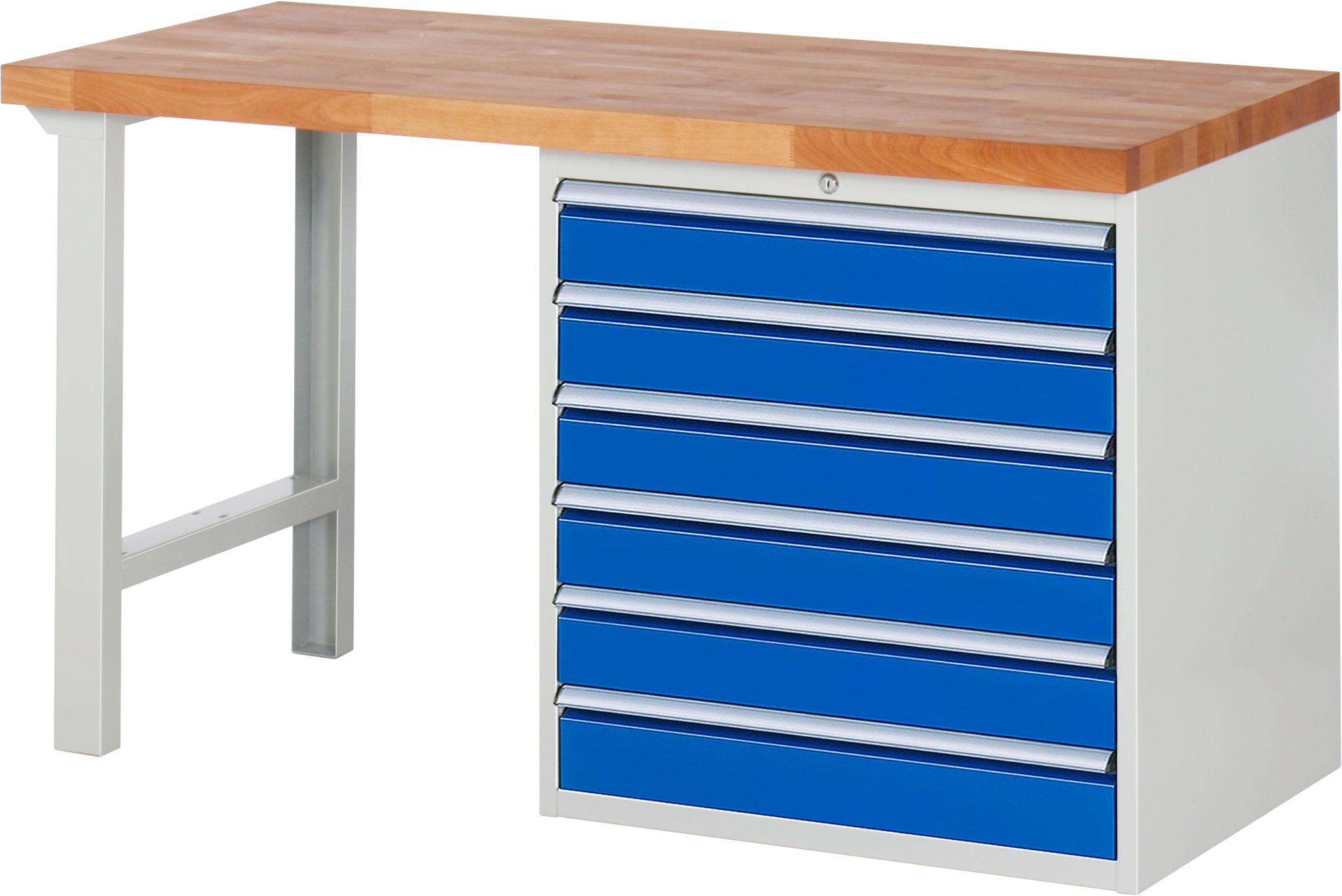 Werkbank Modell 7616, B 1500xT 700xH 840mm, Buche-Massiv-Platte 40 mm