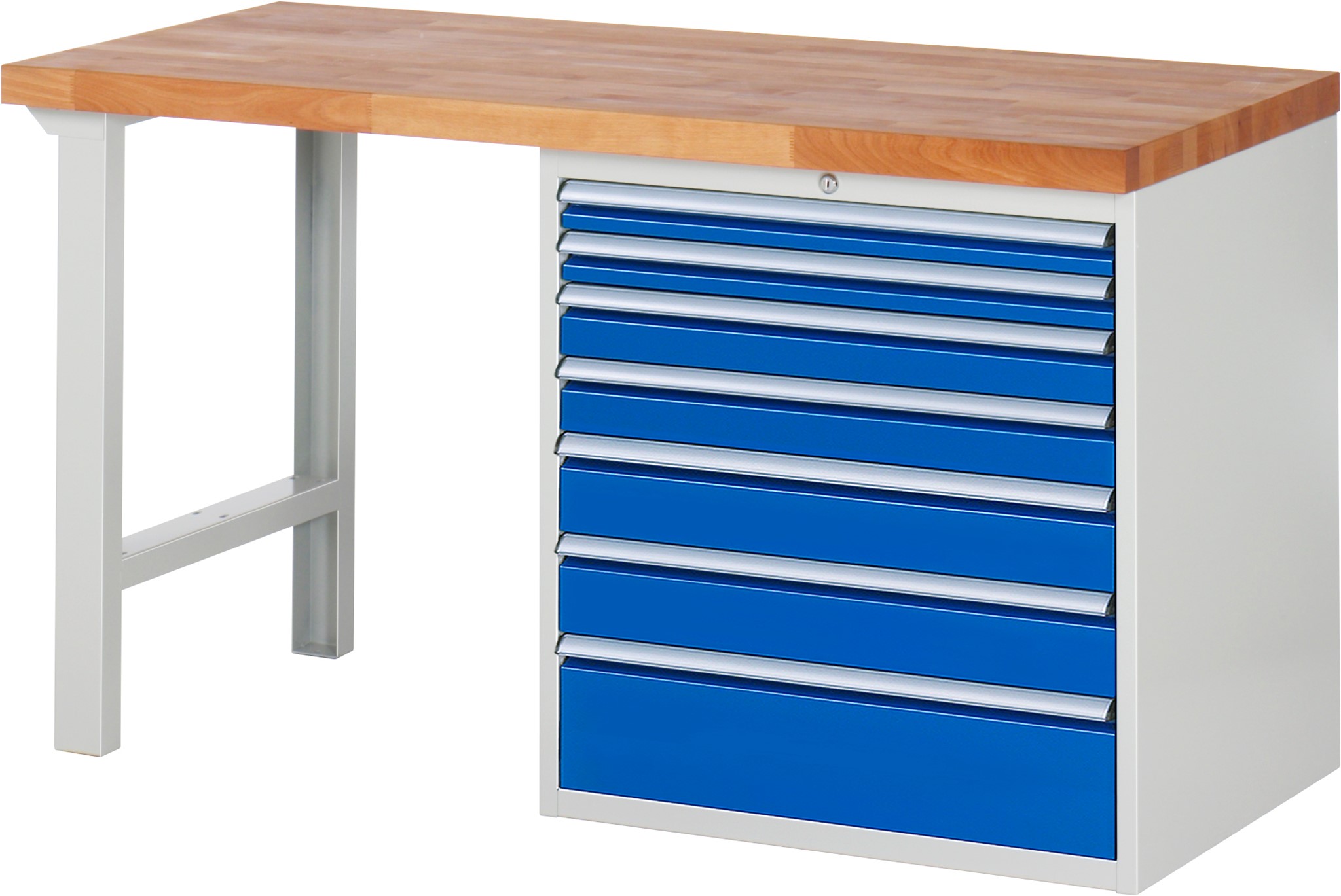 Werkbank Modell 7617, B 1500xT 700xH 840mm, Buche-Massiv-Platte 40 mm