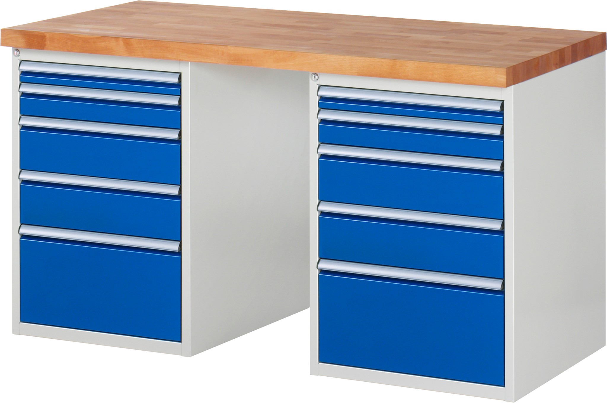 Werkbank Modell 7511, B 1500 x T 700 x H 840 mm, Buche-Massiv-Platte 40 mm