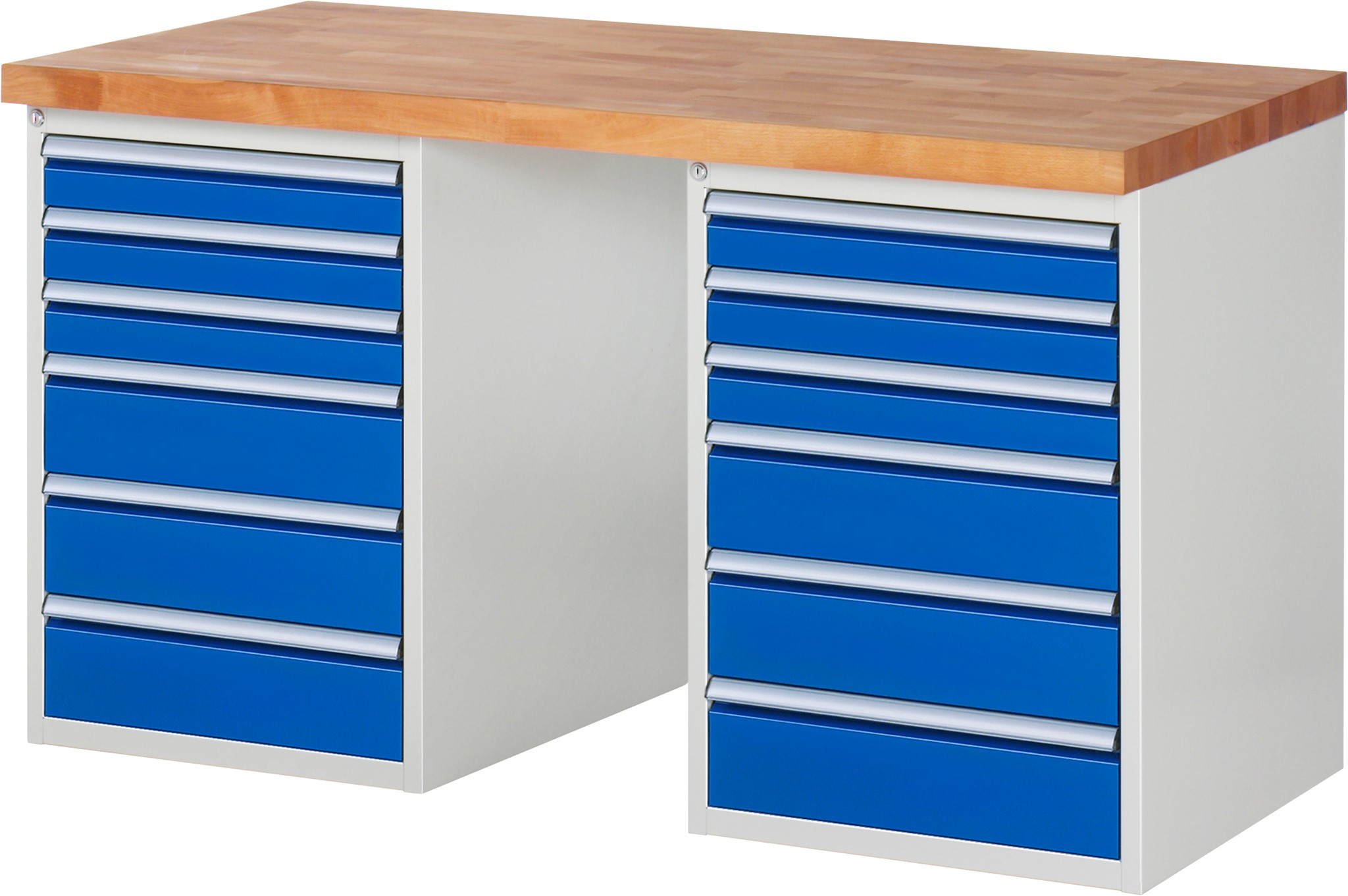 Werkbank Modell 7515, B 1500 x T 700 x H 840 mm, Buche-Massiv-Platte 40 mm