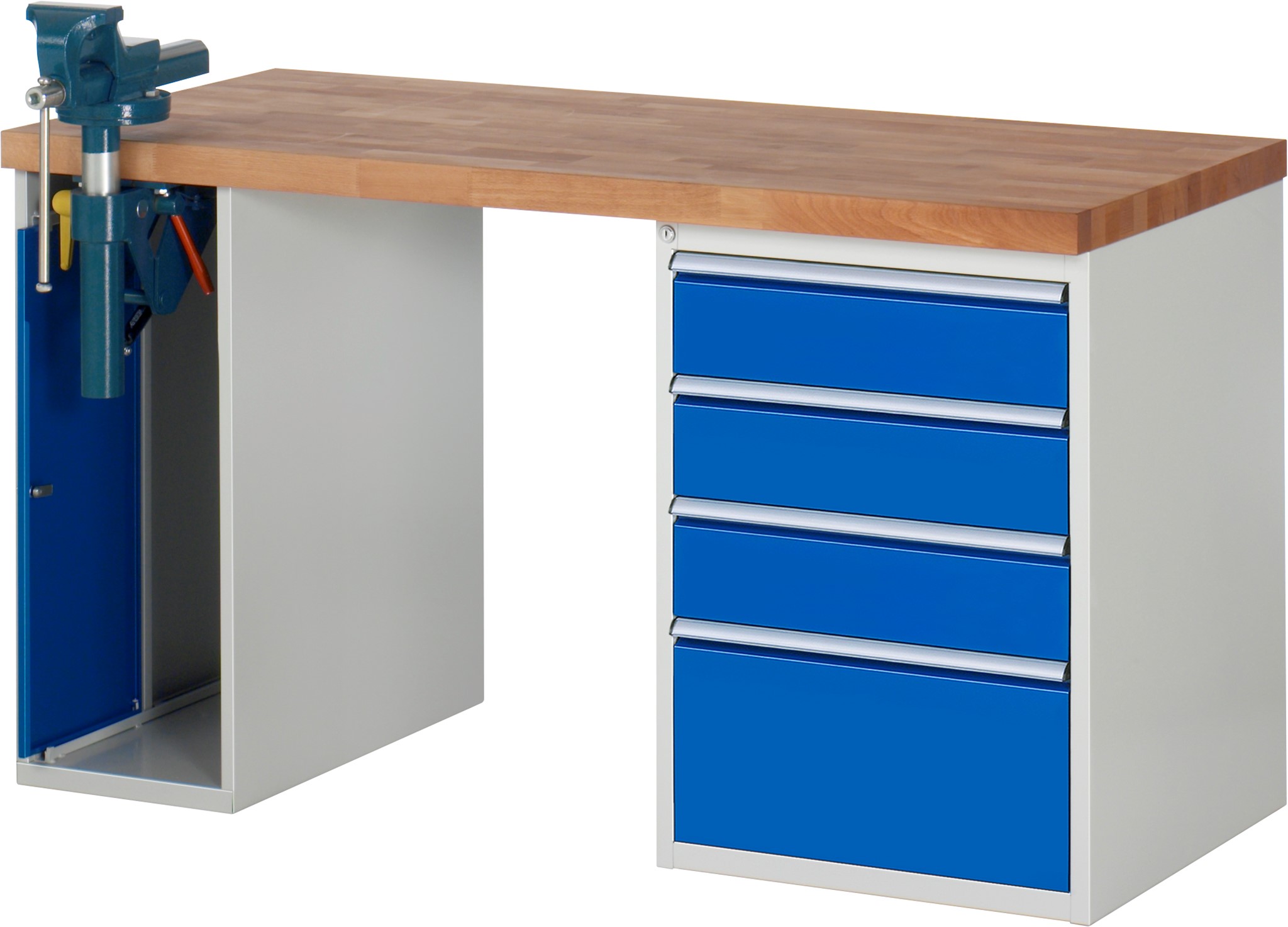 Werkbank Modell 7510, B 1500 x T 700 x H 840 mm, Buche-Massiv-Platte 40 mm