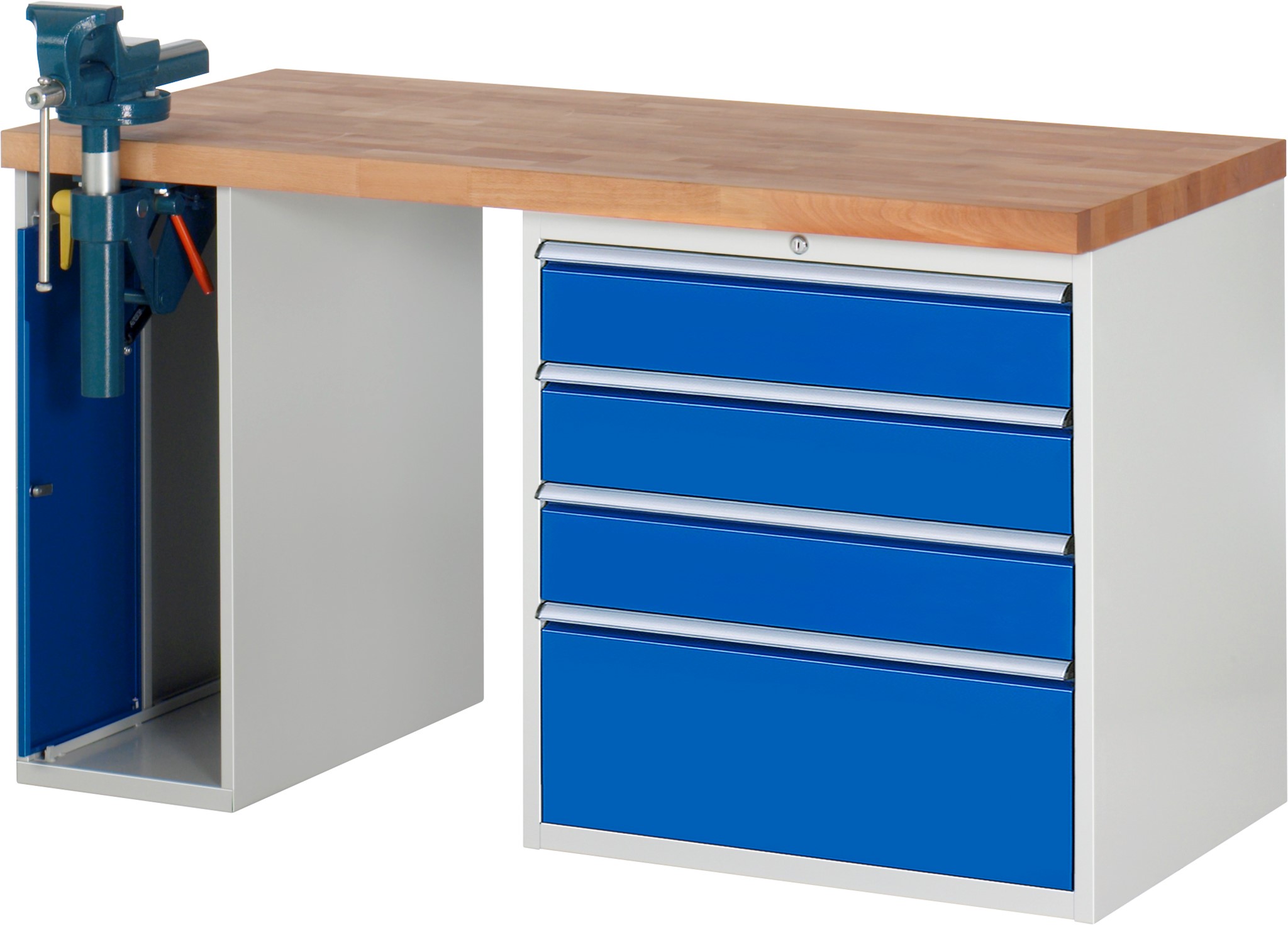 Werkbank Modell 7610, B 1500 x T 700 x H 840mm, Buche-Massiv-Platte 40 mm