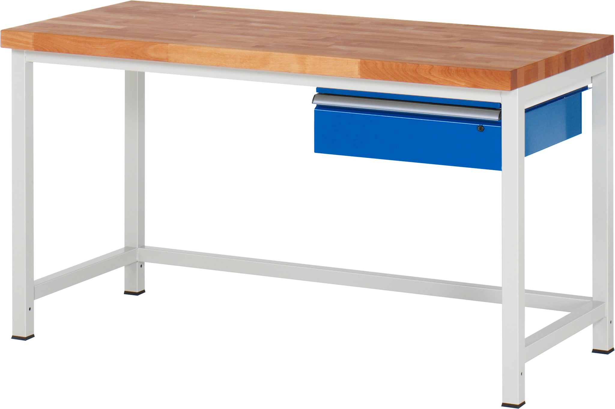 Werkbank verstellbare Höhe, B 1500xT 700xH 840-1040mm, Buche-Massiv-Platte 40mm