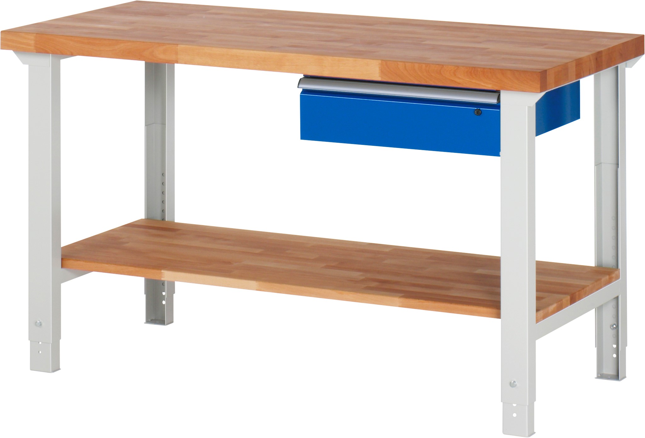 Werkbank Modell 7000, B 1500 x T 700 x H 790-1140 mm, Buche-Massiv-Platte 40 mm