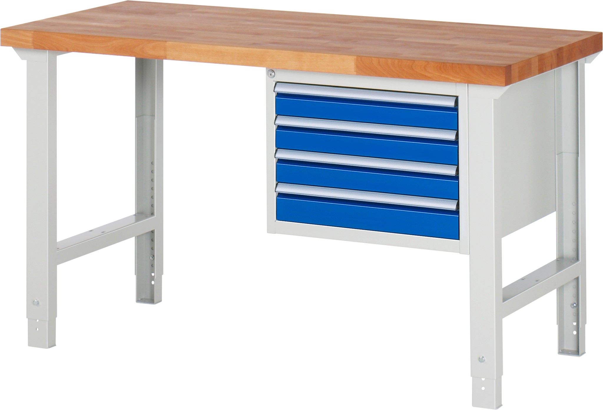 Werkbank Modell 7000, B 1500 x T 700 x H 790-1140 mm, Buche-Massiv-Platte 40 mm
