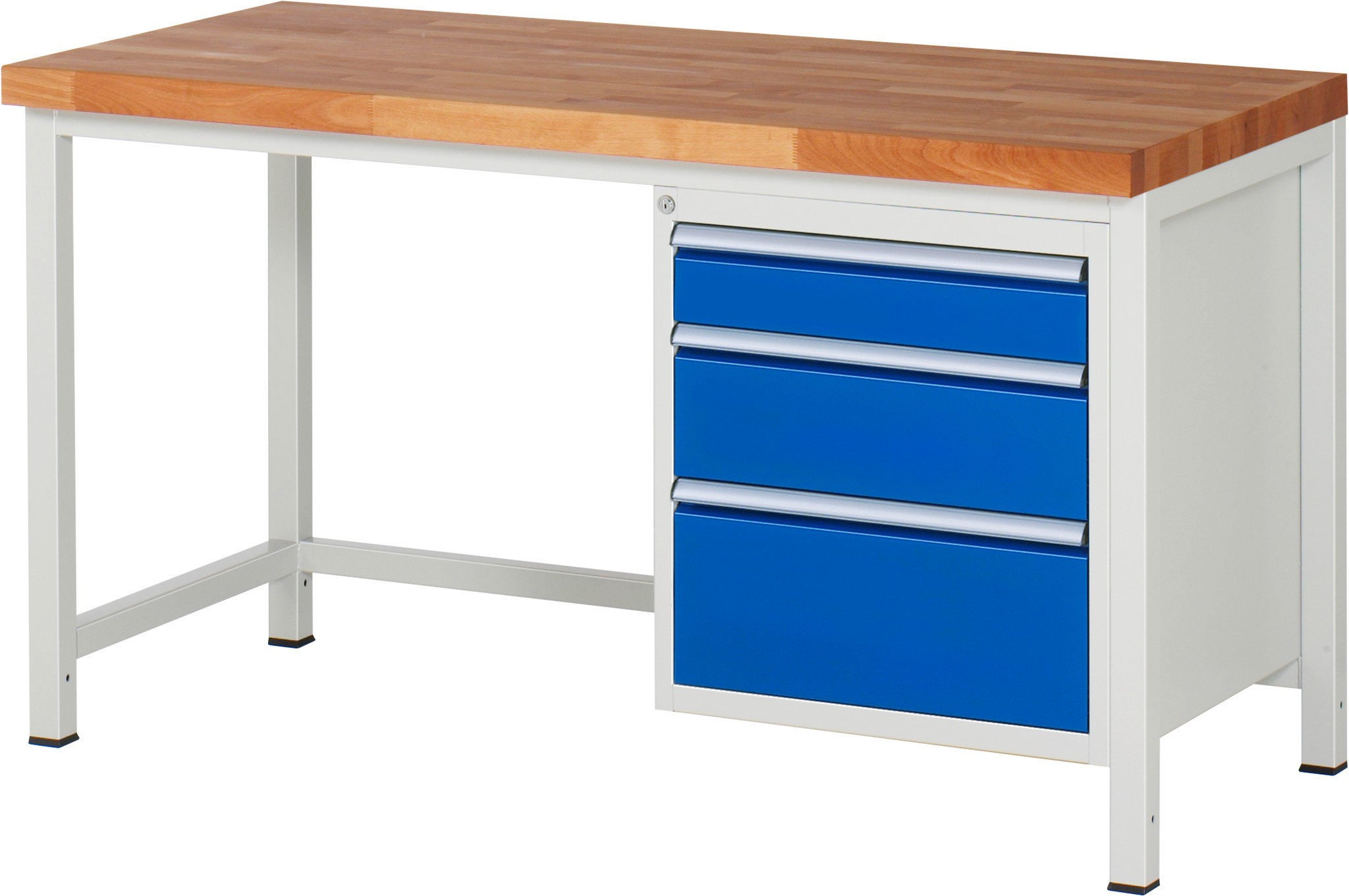 Werkbank Modell 8159, B 1500xT 700xH 840-1040mm, Buche-Massiv-Platte 40mm