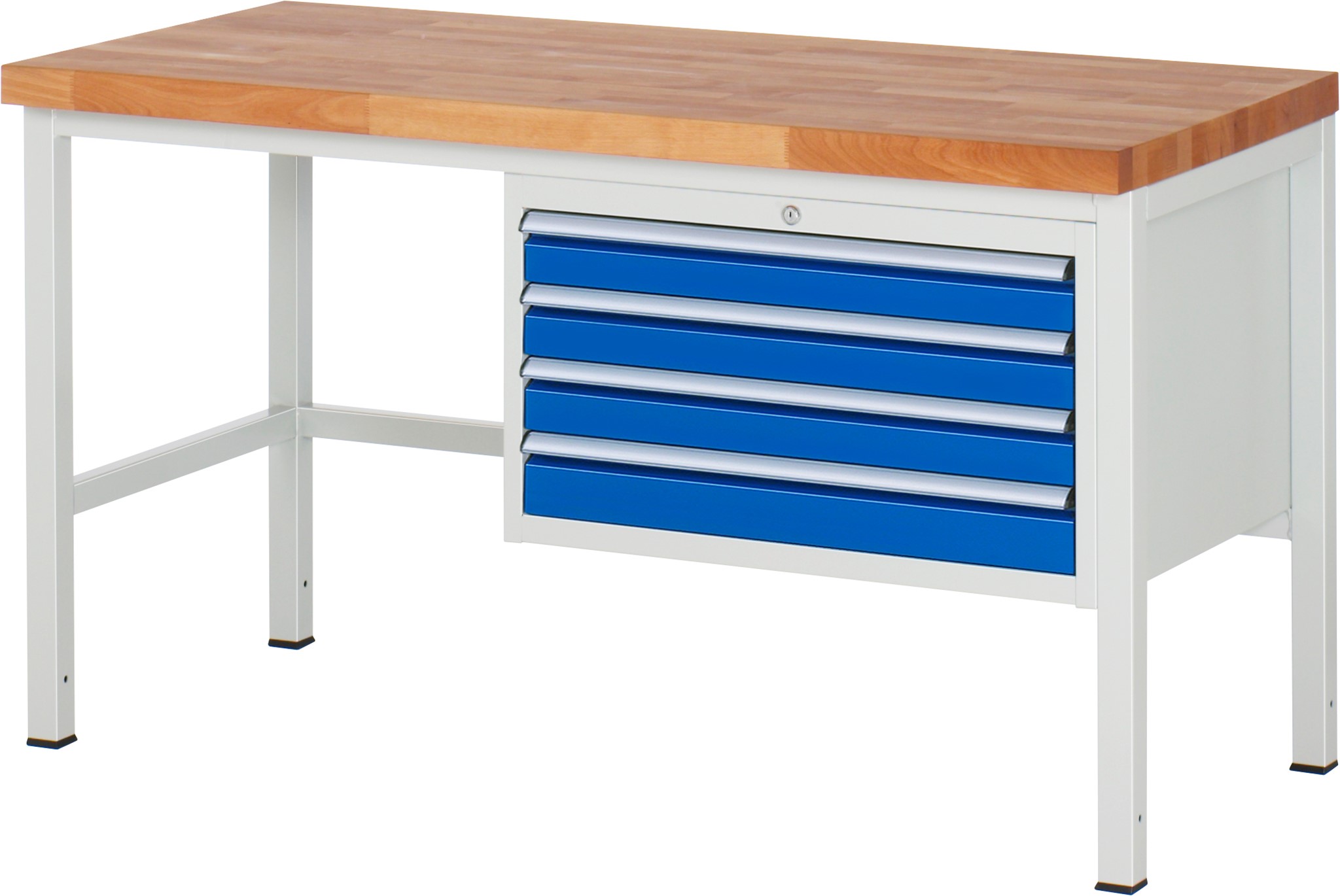 Werkbank Modell 8233, B 1500xT 700xH 840-1040mm, Buche-Massiv-Platte 40mm