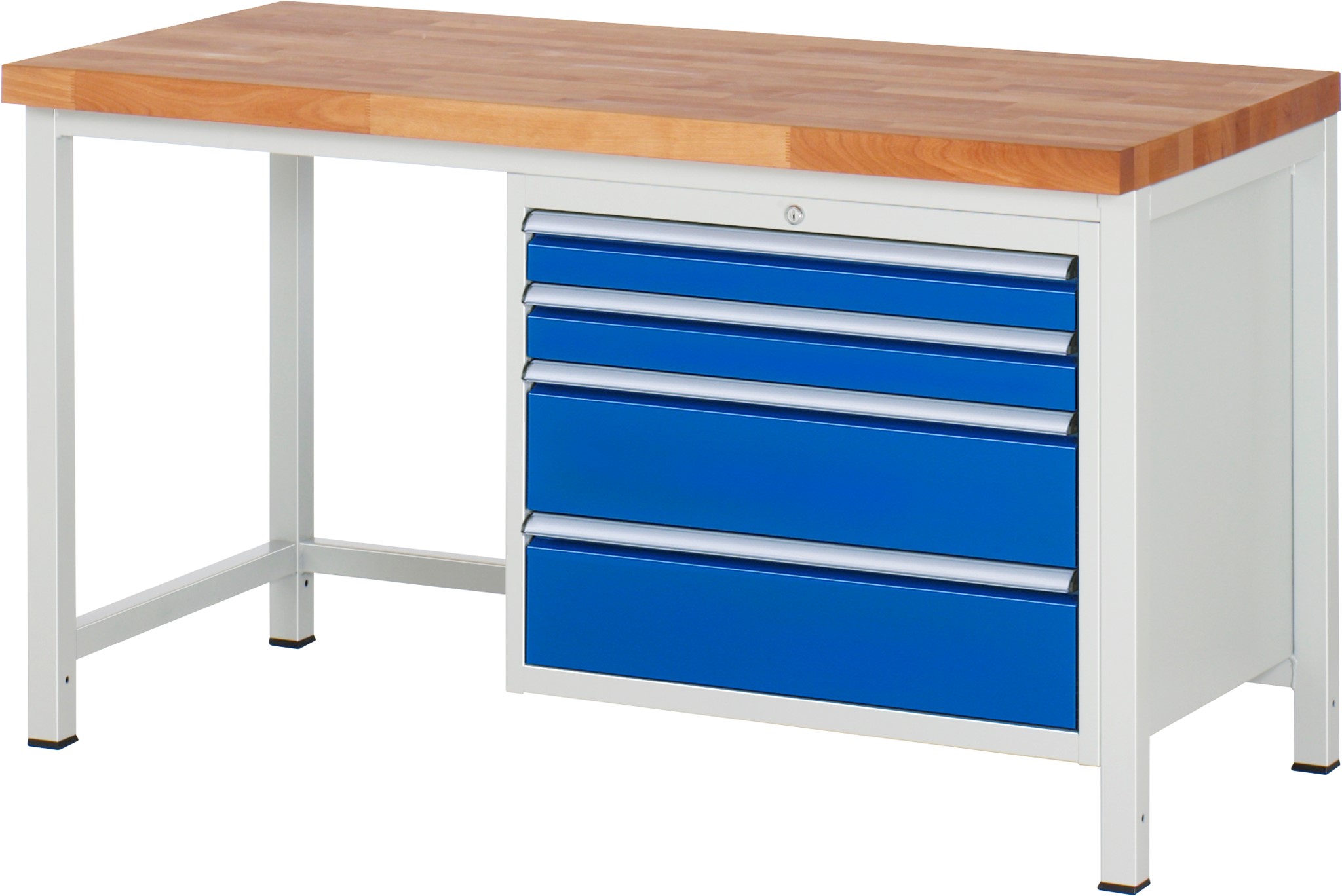 Werkbank Modell 8261, B 1500xT 700xH 840-1040mm, Buche-Massiv-Platte 40mm