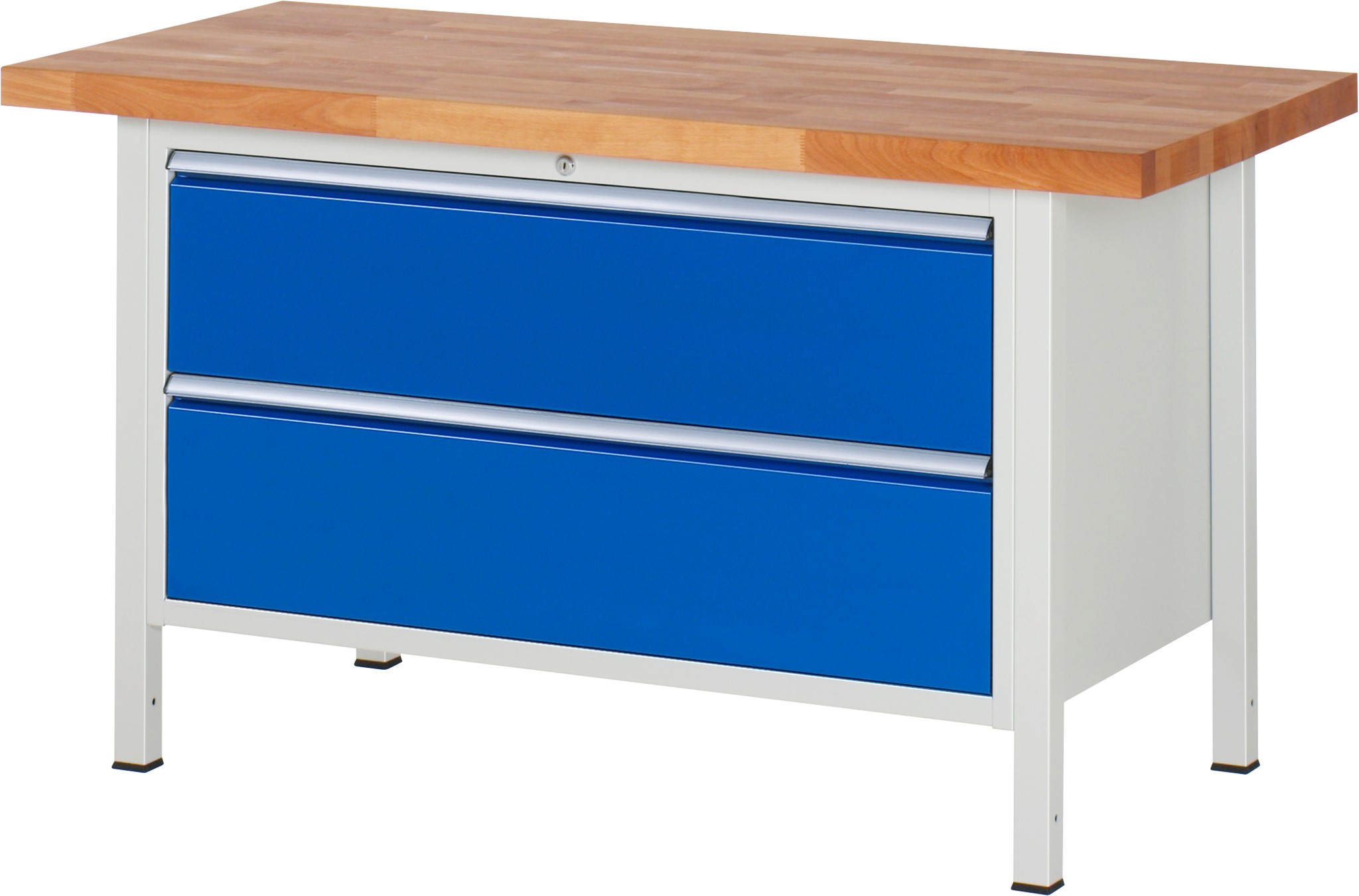 Werkbank Modell 8355, B 1500xT 700xH 840-1040mm, Buche-Massiv-Platte 40mm