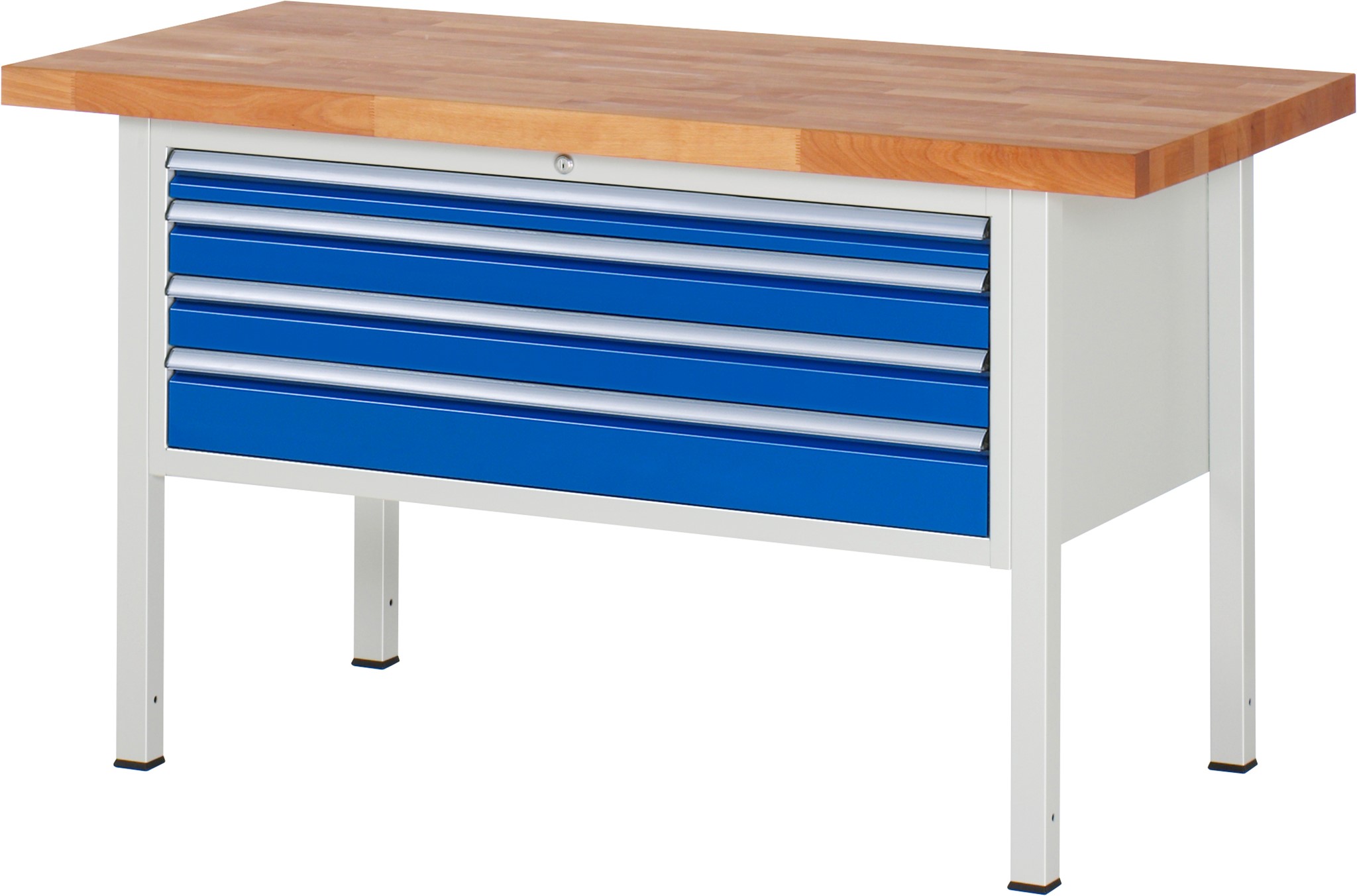 Werkbank Modell 8332, B 1500xT 700xH 840-1040mm, Buche-Massiv-Platte 40mm