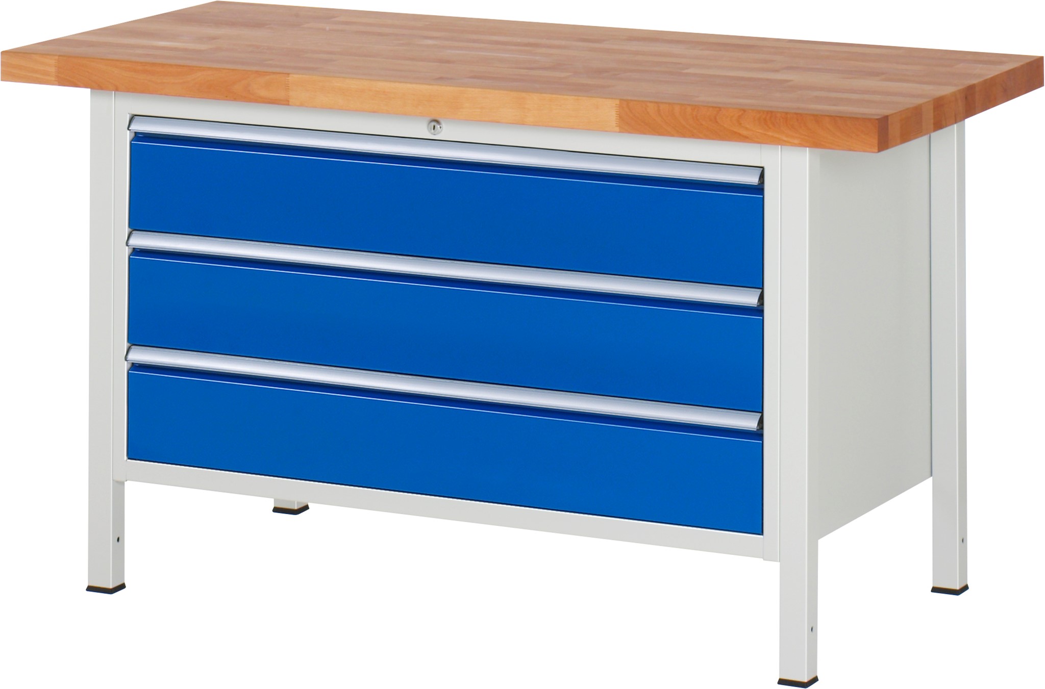 Werkbank Modell 8357, B 1500xT 700xH 840-1040mm, Buche-Massiv-Platte 40mm