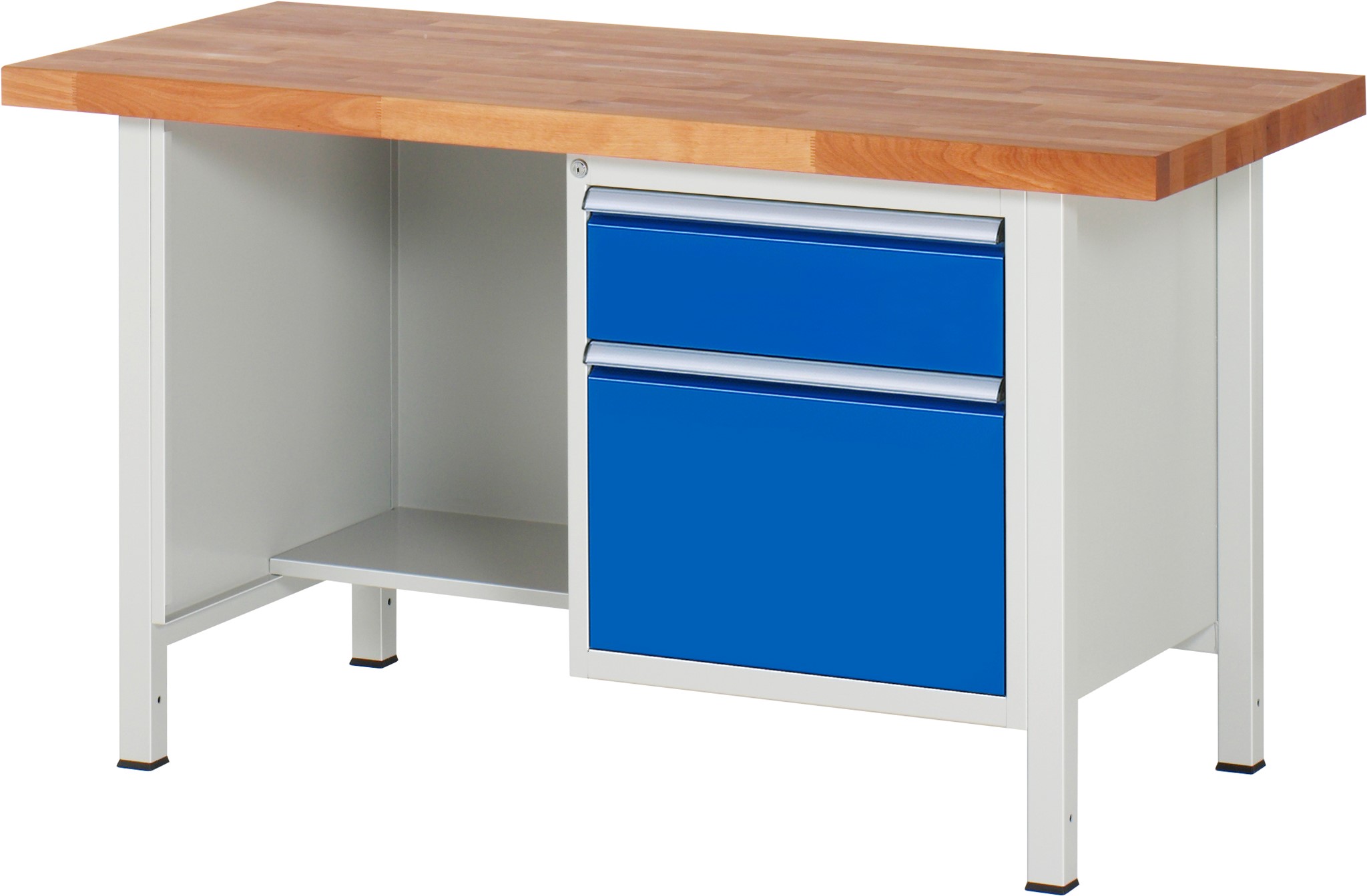 Werkbank Modell 8451, B 1500xT 700xH 840-1040mm, Buche-Massiv-Platte 40mm