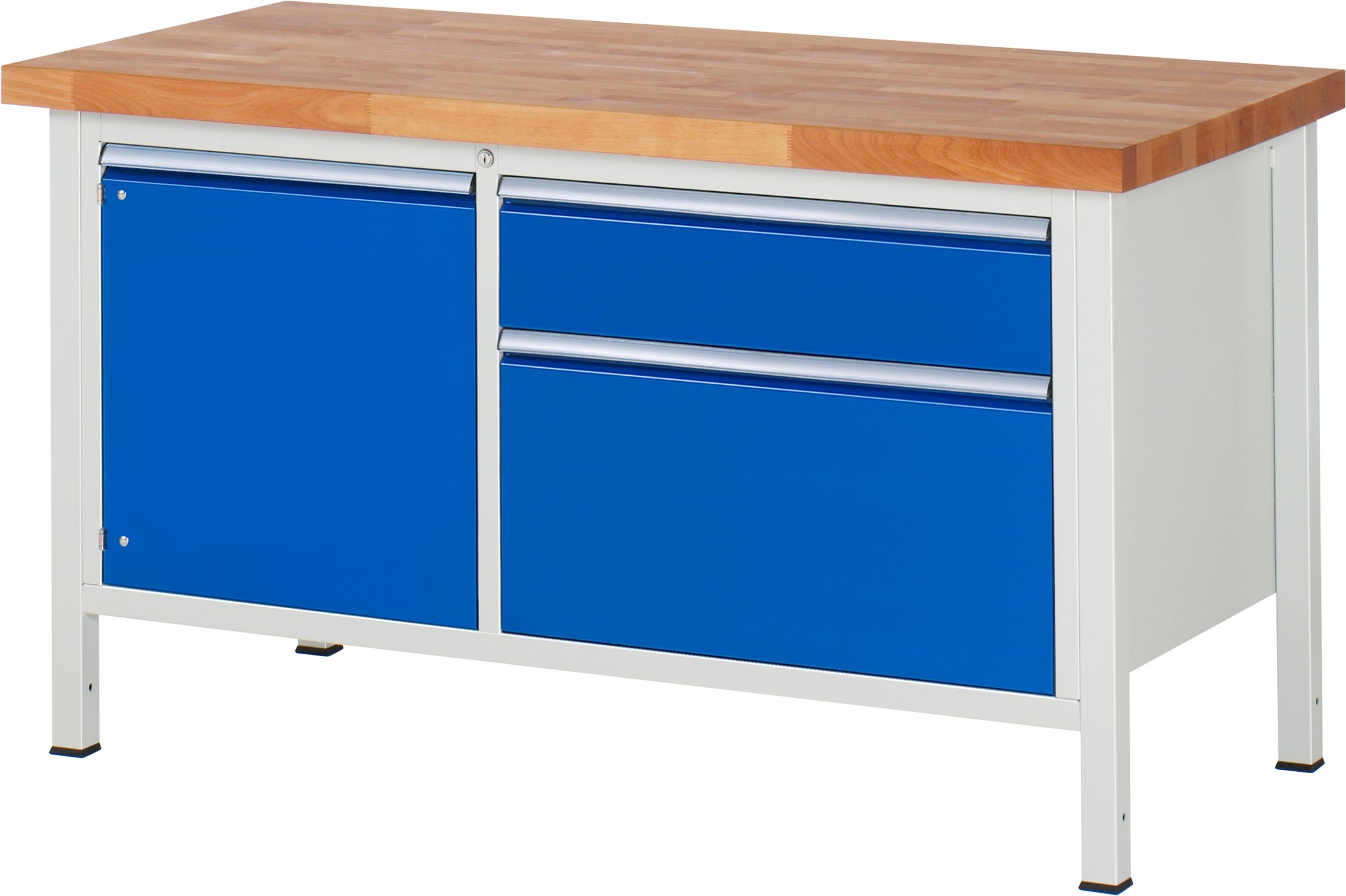 Werkbank Modell 8651, B 1500xT 700xH 840-1040mm, Buche-Massiv-Platte 40mm